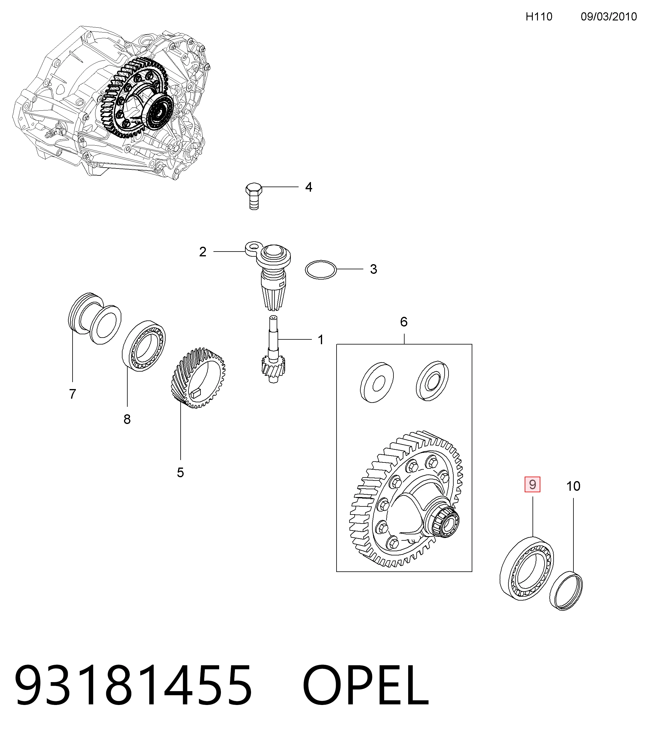 93181455 General Motors Підшипник диференціалу переднього моста