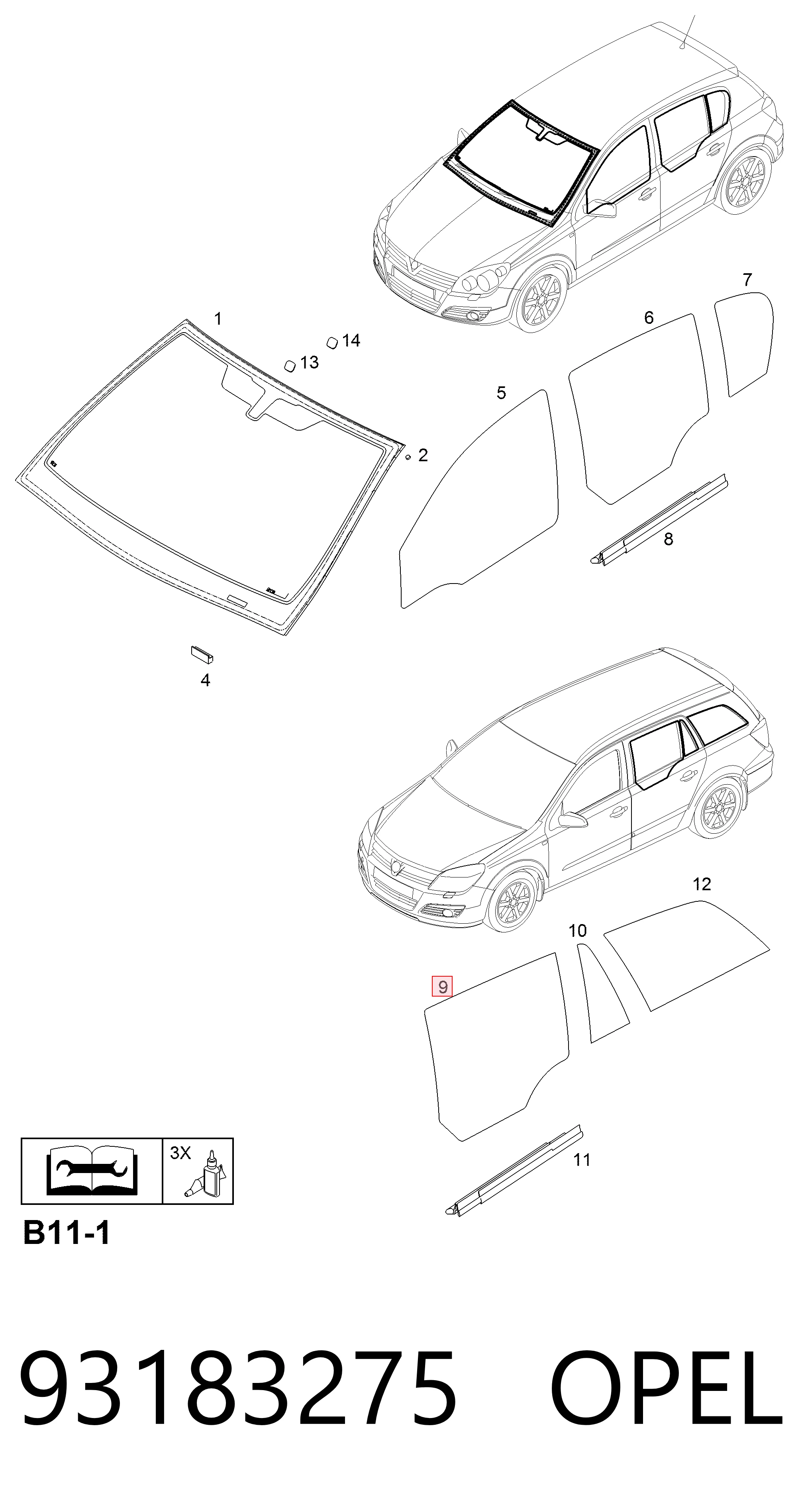 5161463 General Motors Скло задніх дверей, лівих