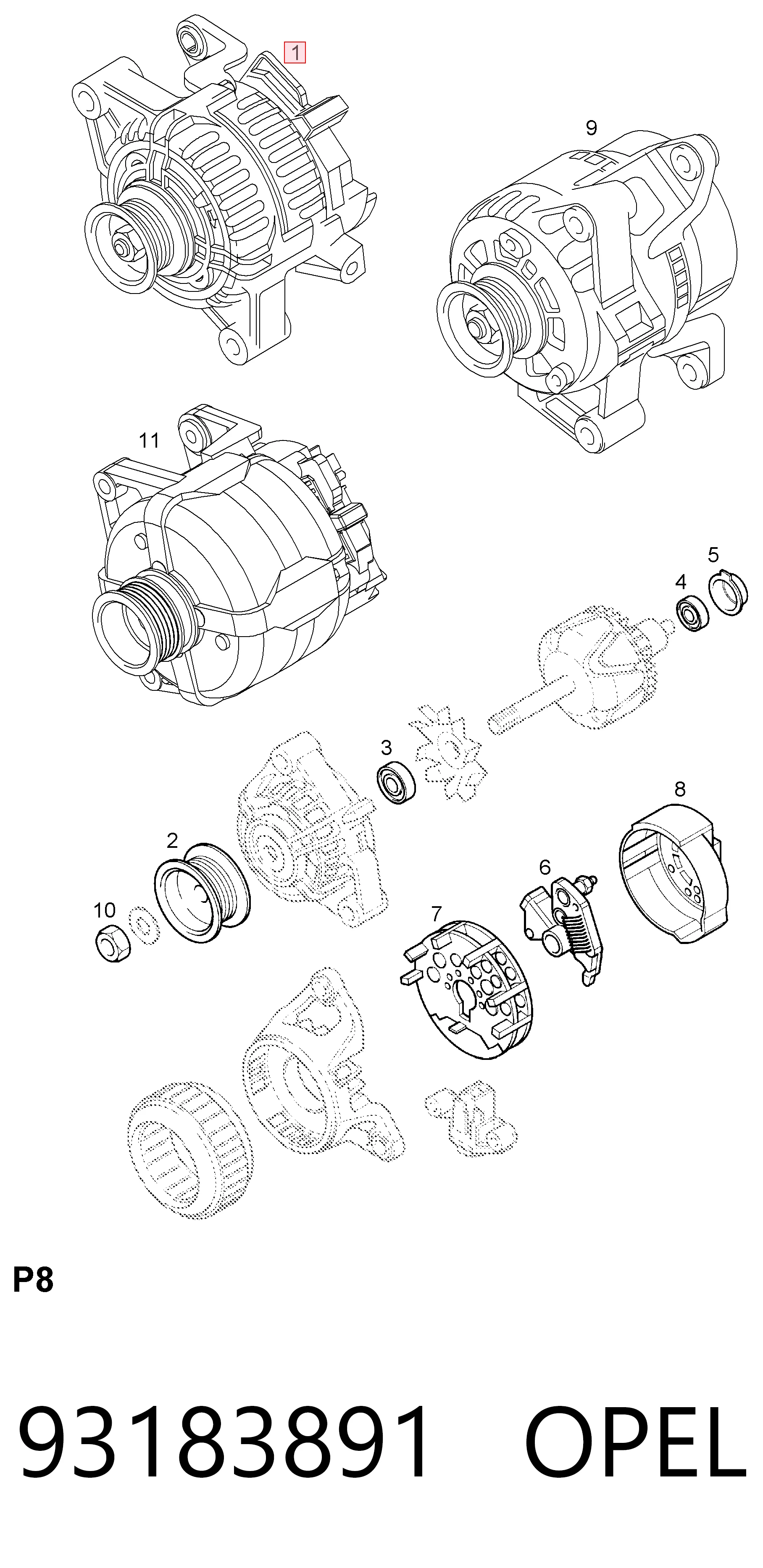 93183891 Opel Авто генератор