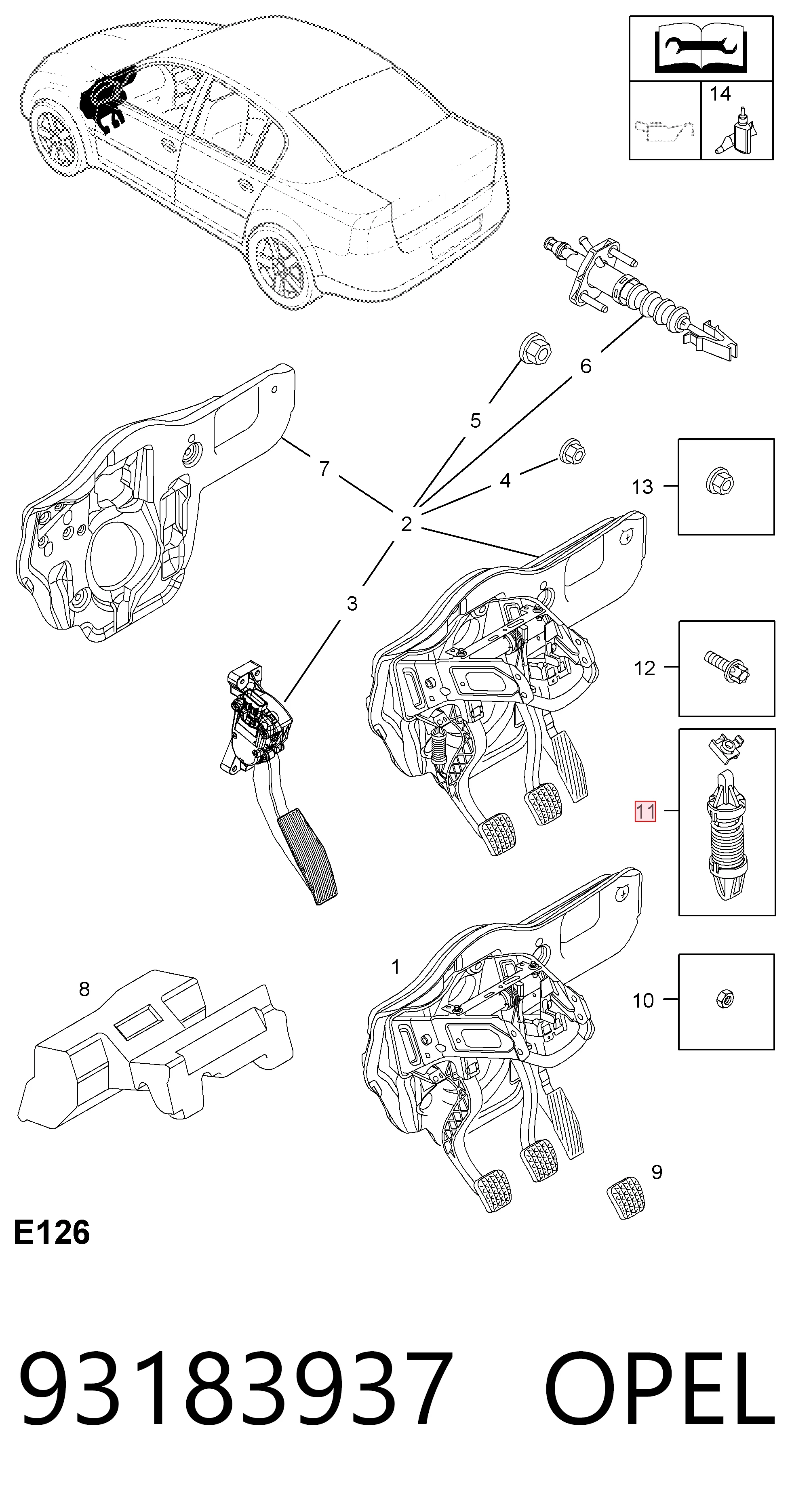 93183937 Peugeot/Citroen Пружина педалі зчеплення