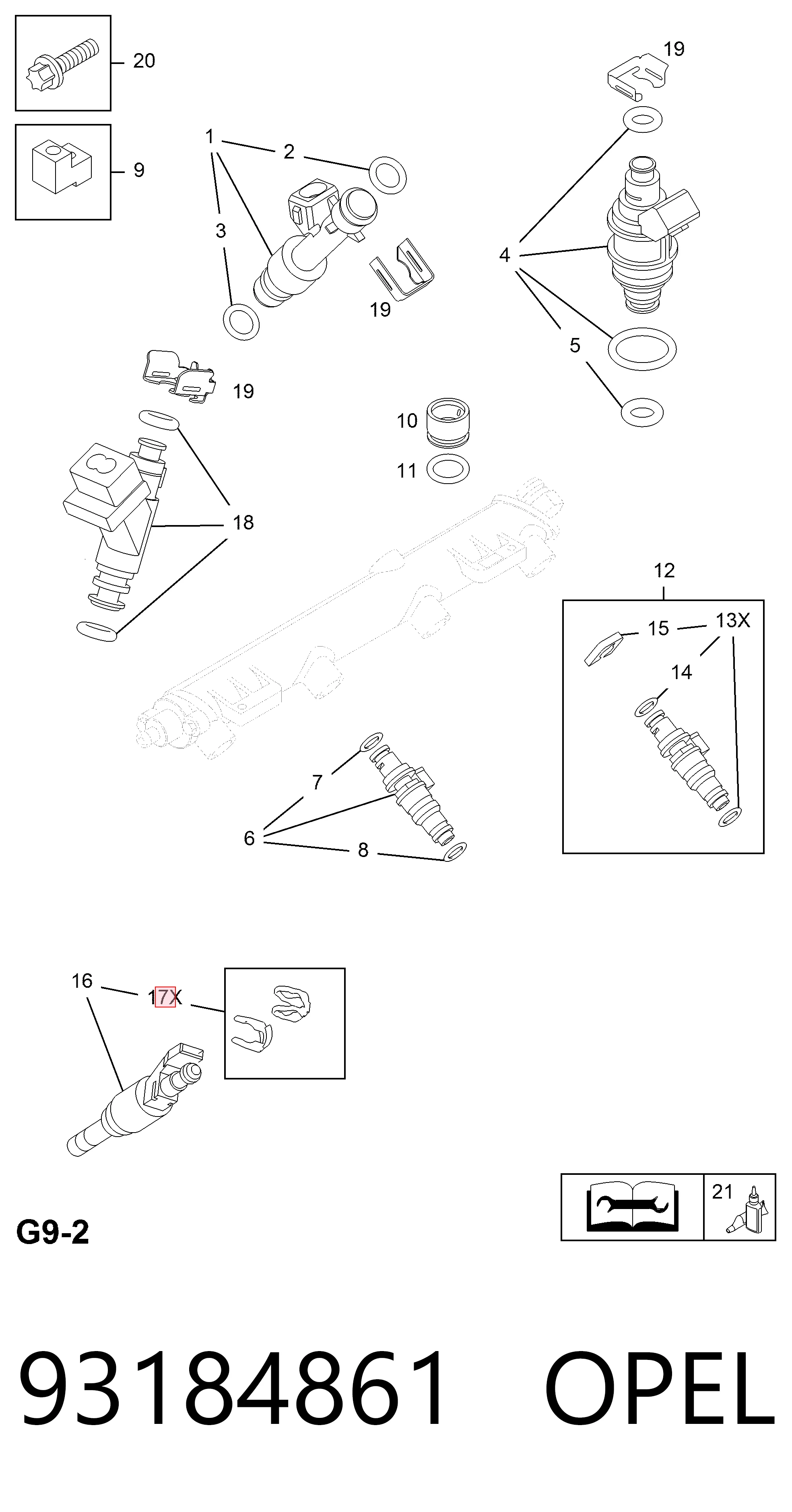 93184861 Opel Ремкомплект форсунки