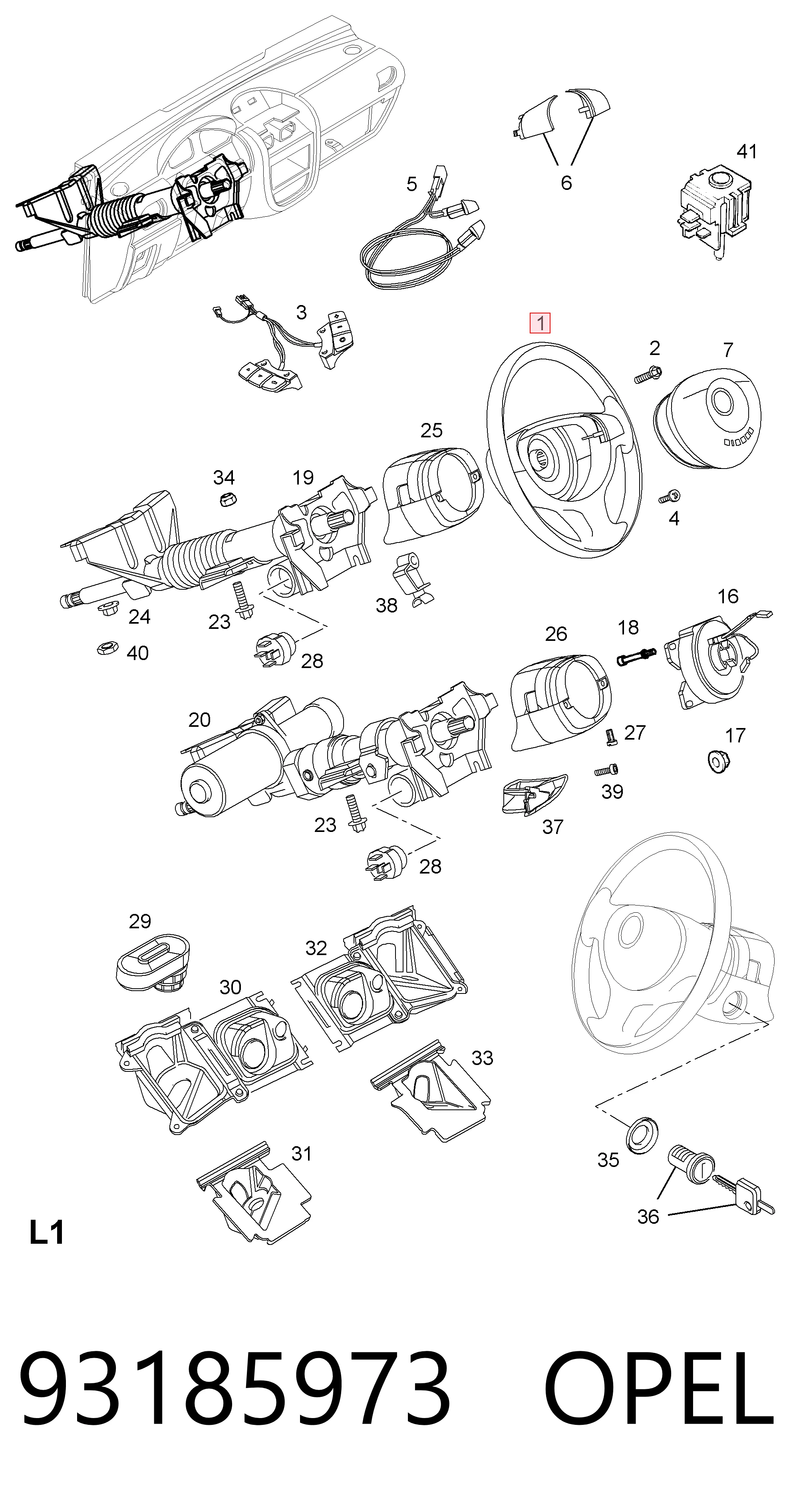 Рульове колесо Opel Meriva A мінівен (2003 - 2010) ціна, від 19.81 USD