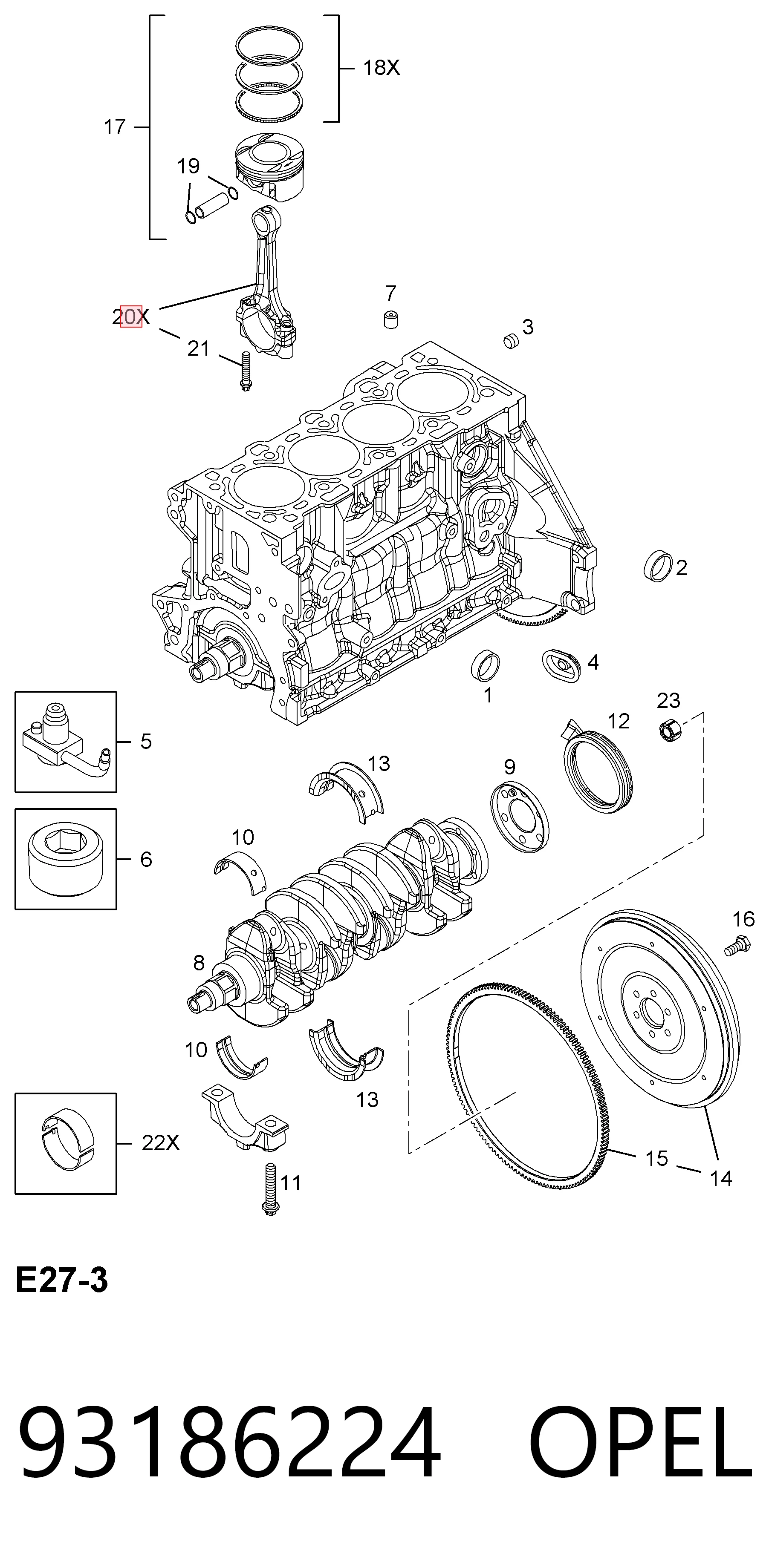 Шатун поршня ДВЗ General Motors 93186224 ціна, від 68.43 USD