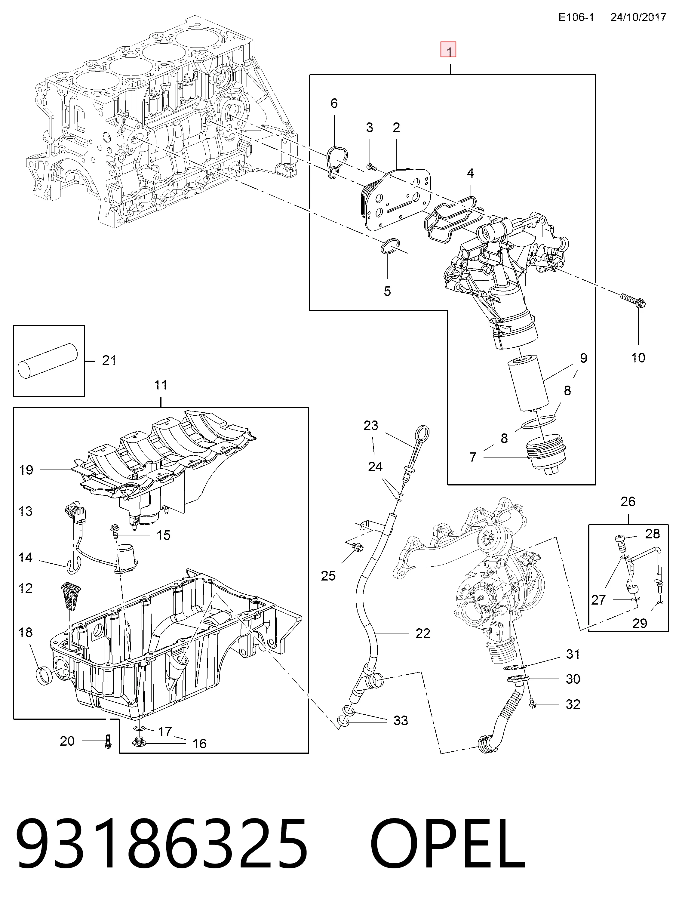93186325 Opel Корпус маслофільтра