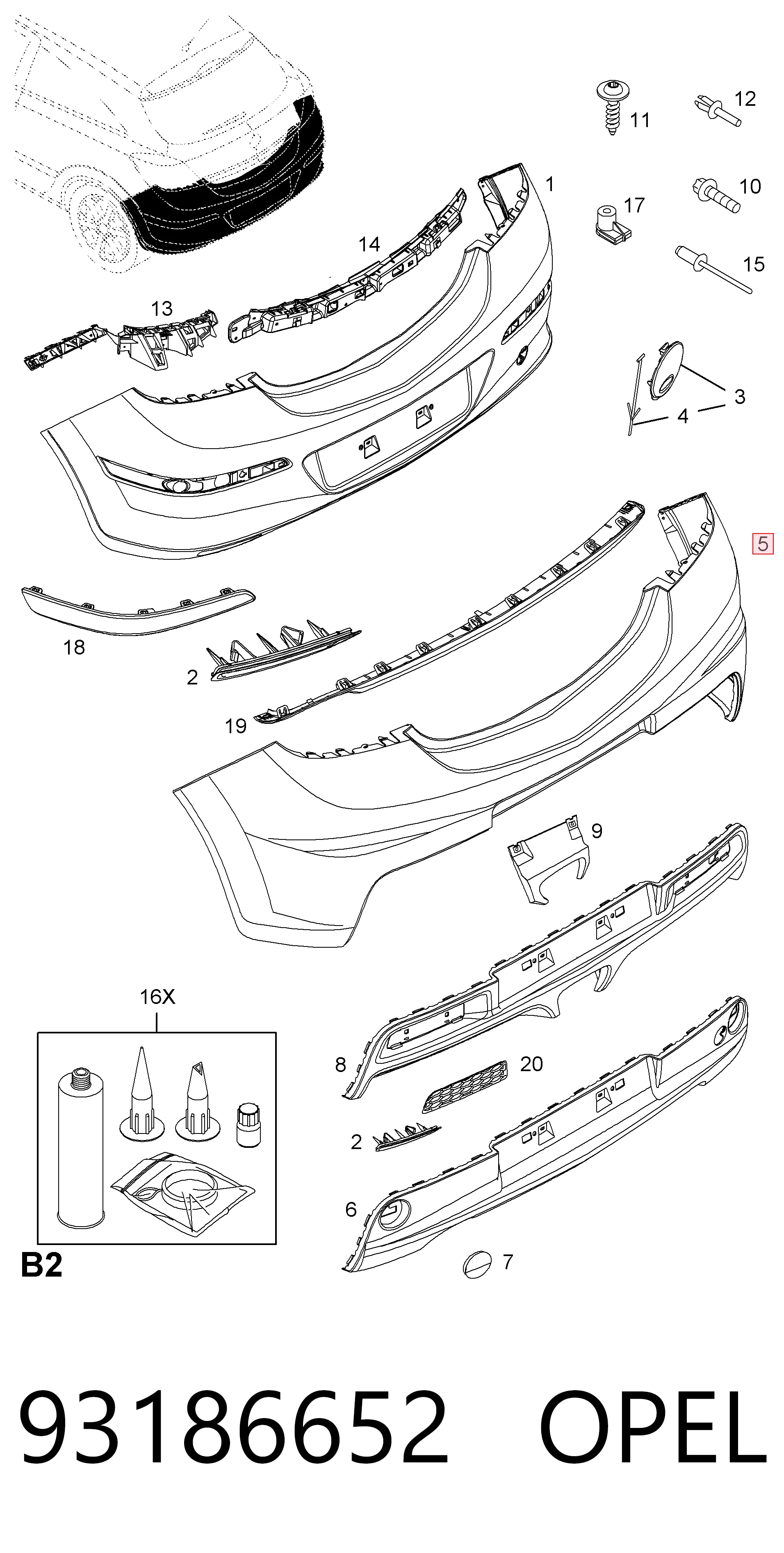 93186652 General Motors Буфер (бампер) задній