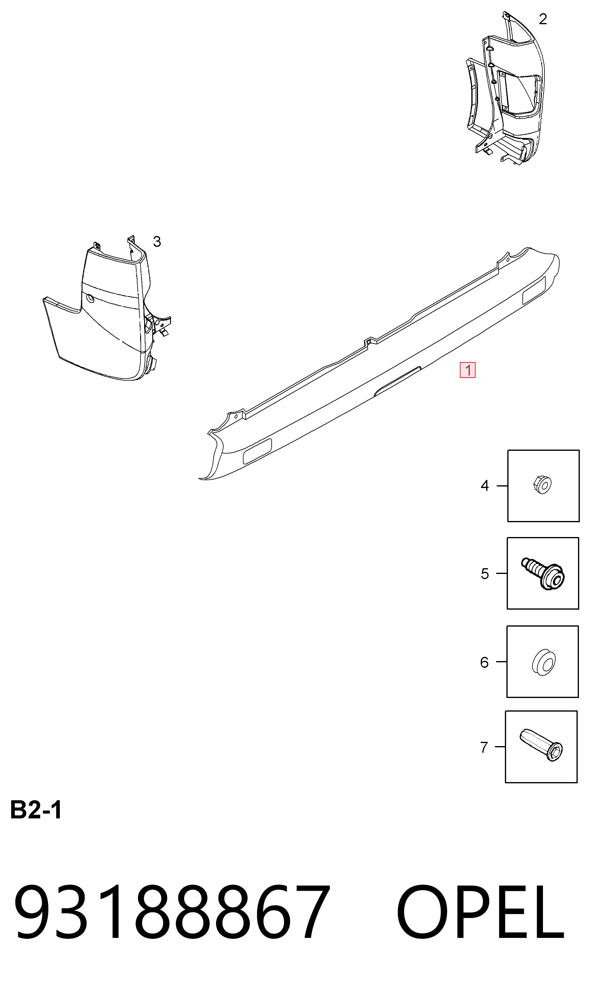 93188867 Peugeot/Citroen Бампер задній, центральна частина