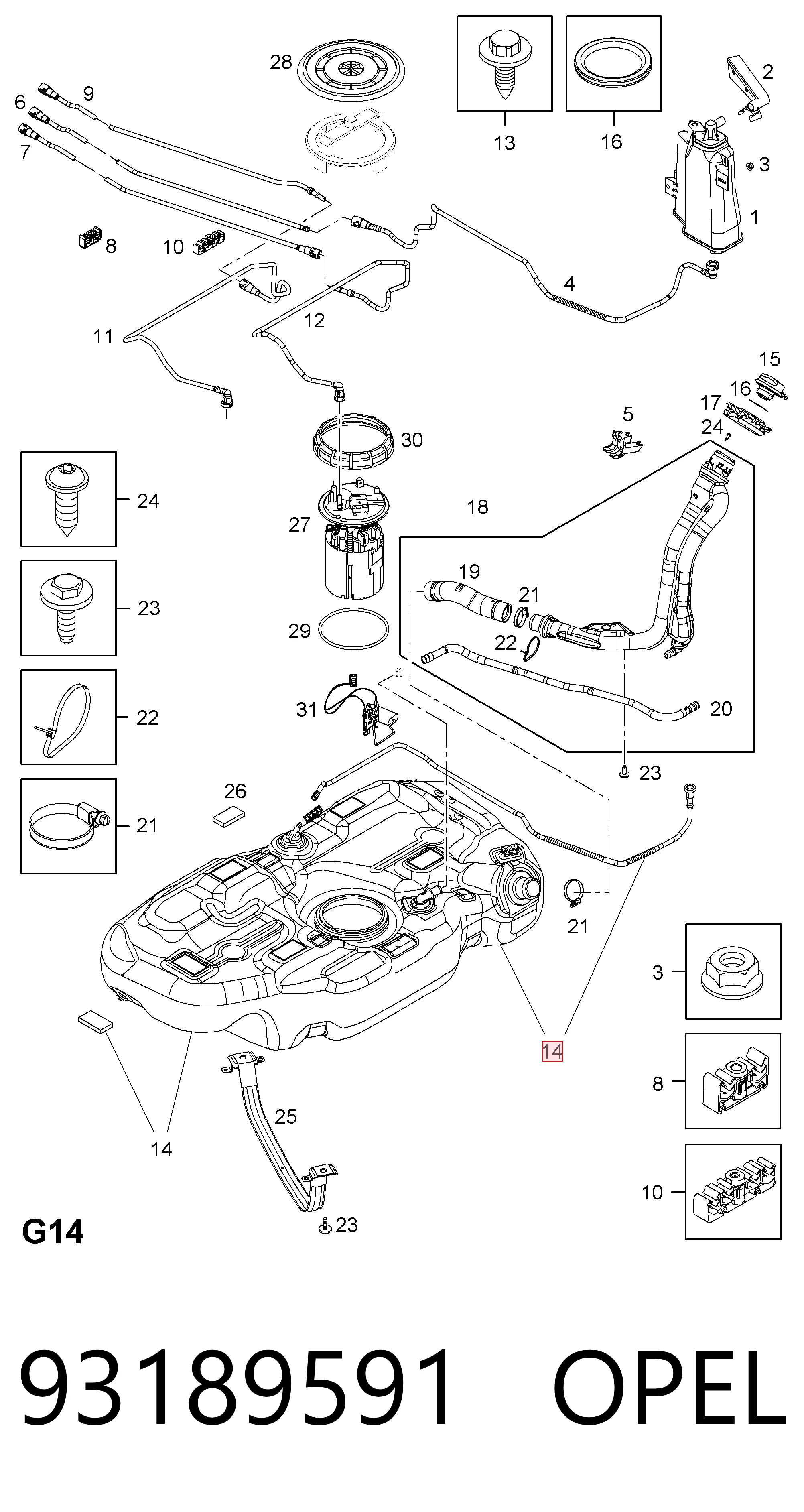 Бак паливний на Opel Corsa D S07
