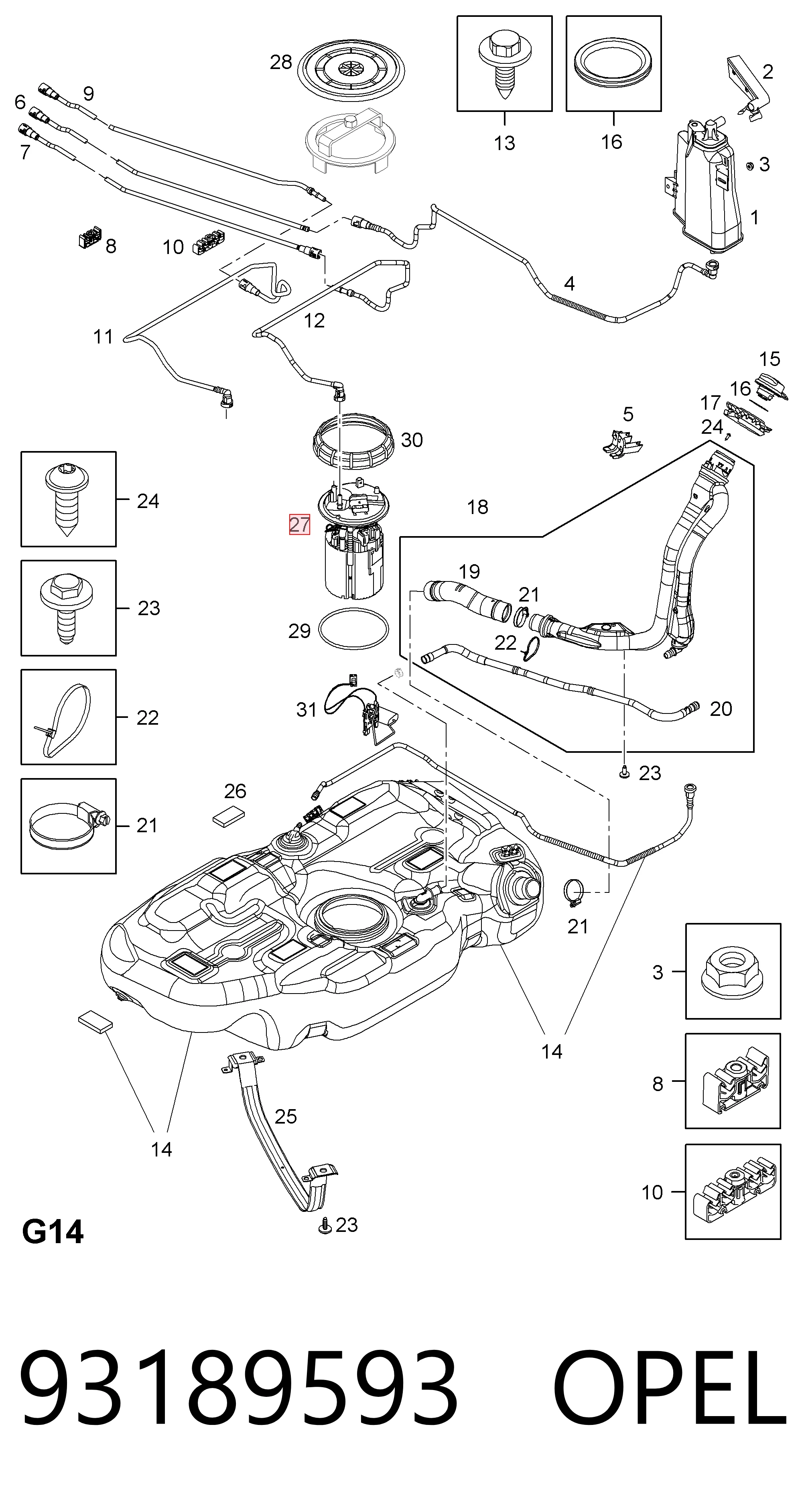 93189593 Opel Електробензонасос
