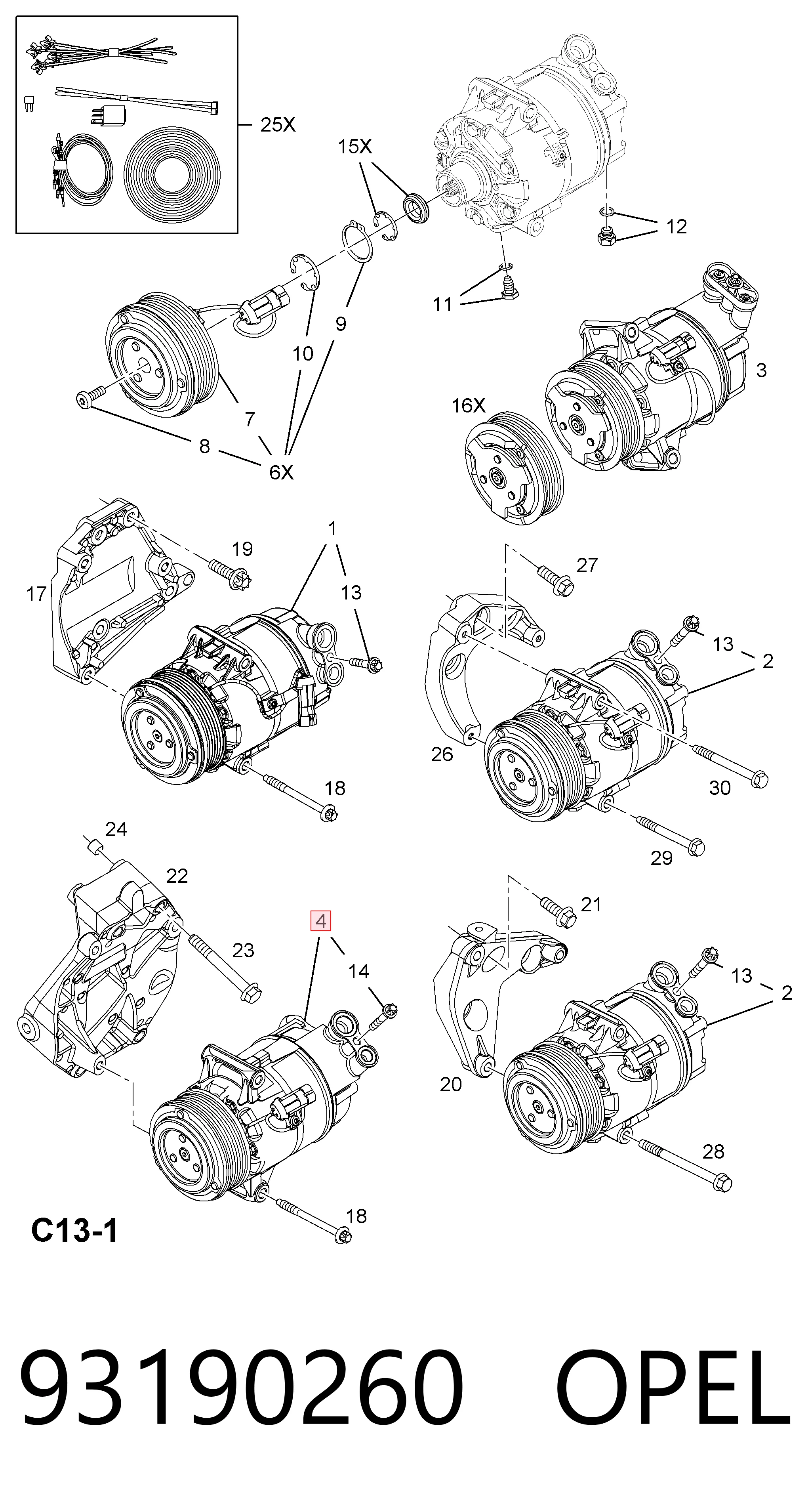 93190260 Opel Компресор холодоагенту