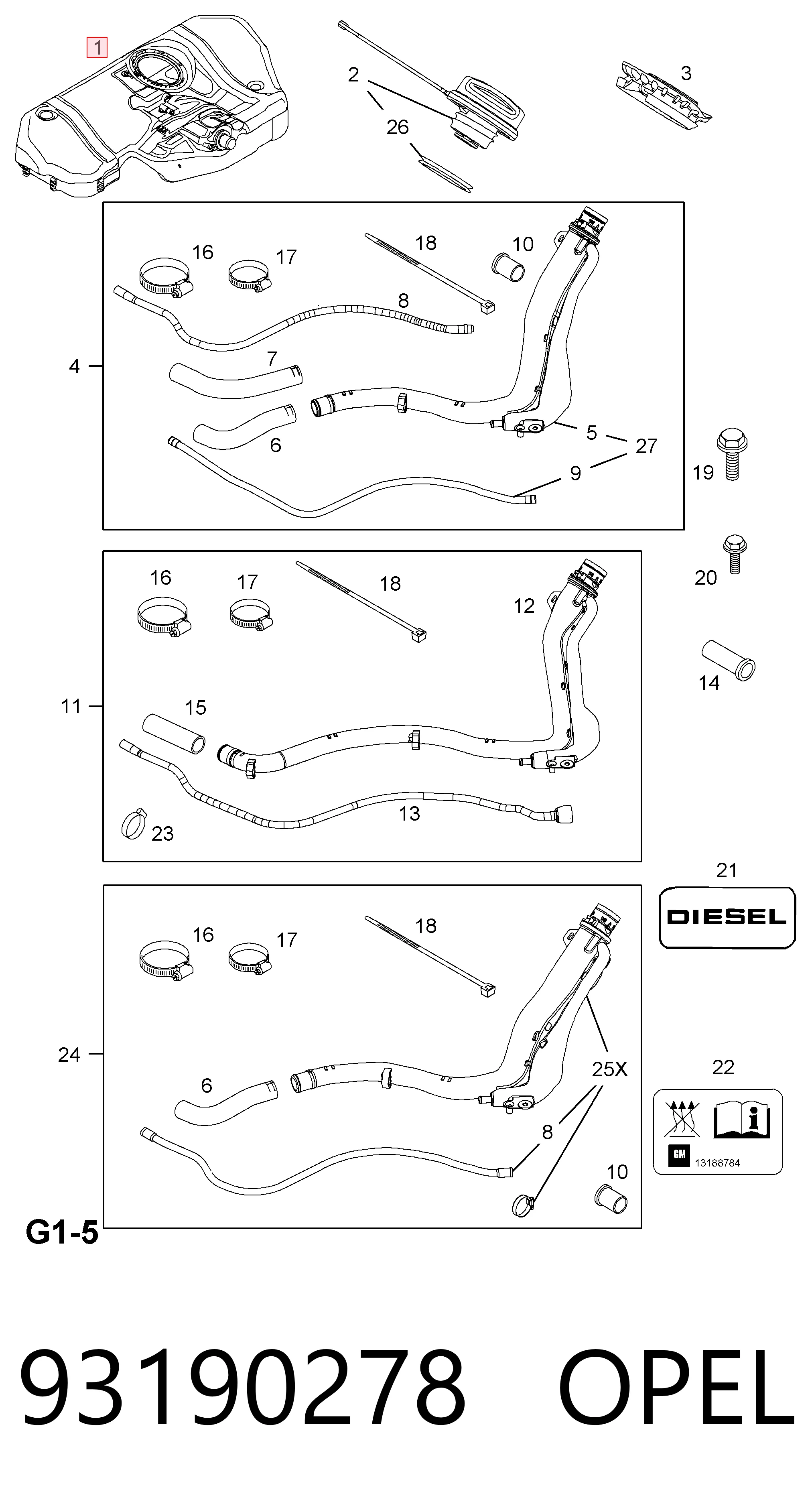 Бак паливний на Opel Astra H L35