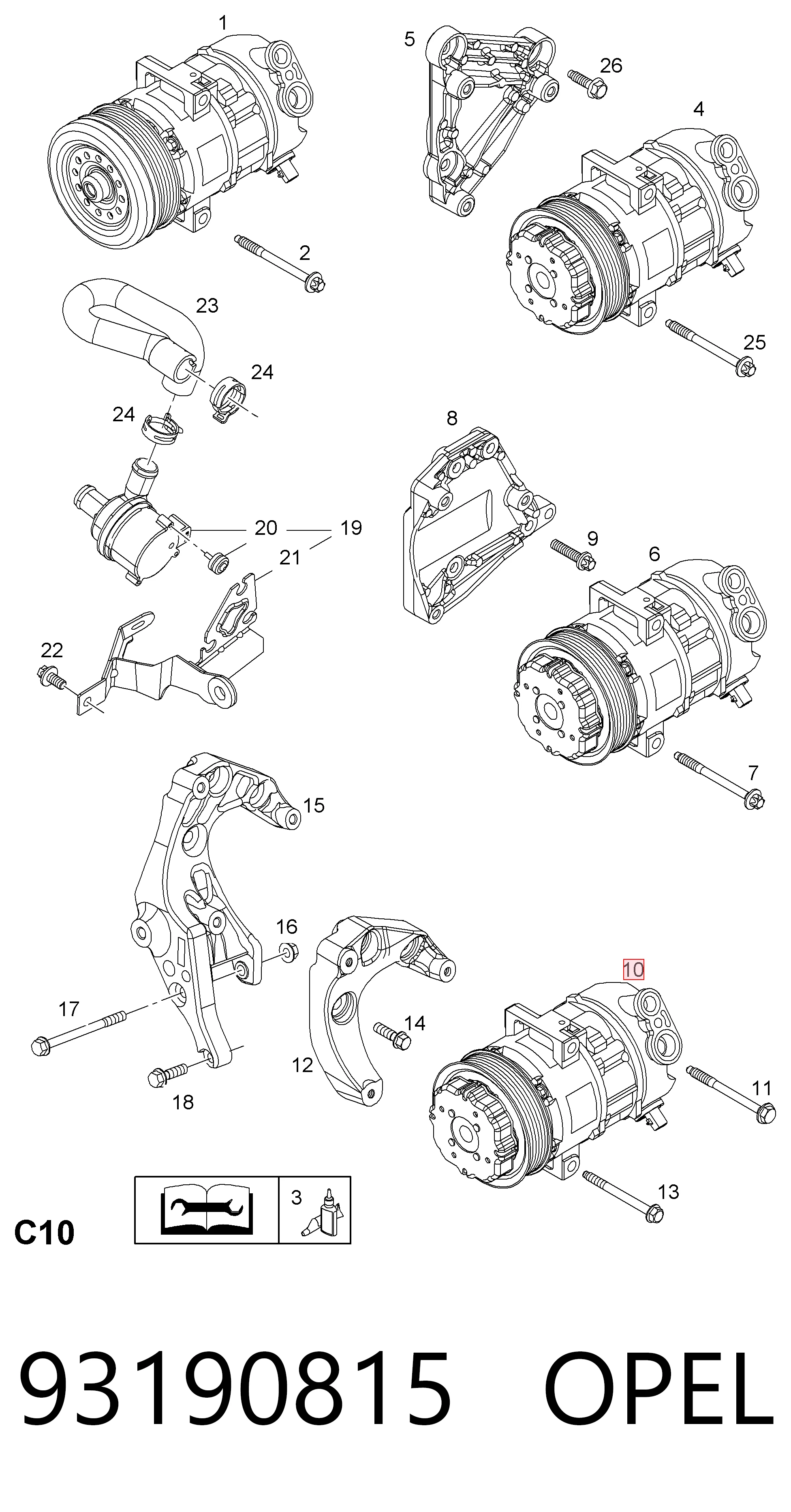 93190815 Opel Компресор холодоагенту