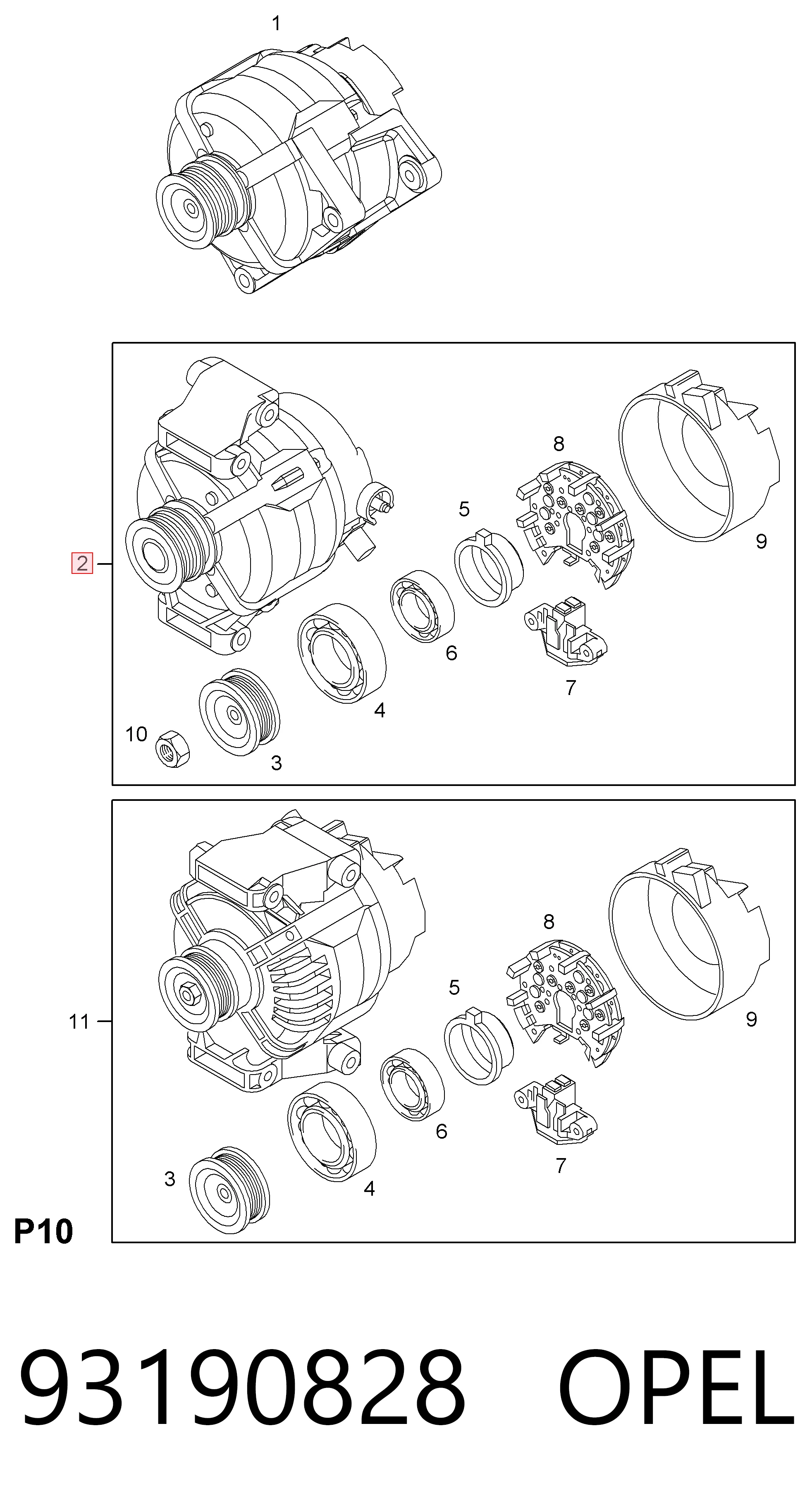 93190828 Opel Авто генератор