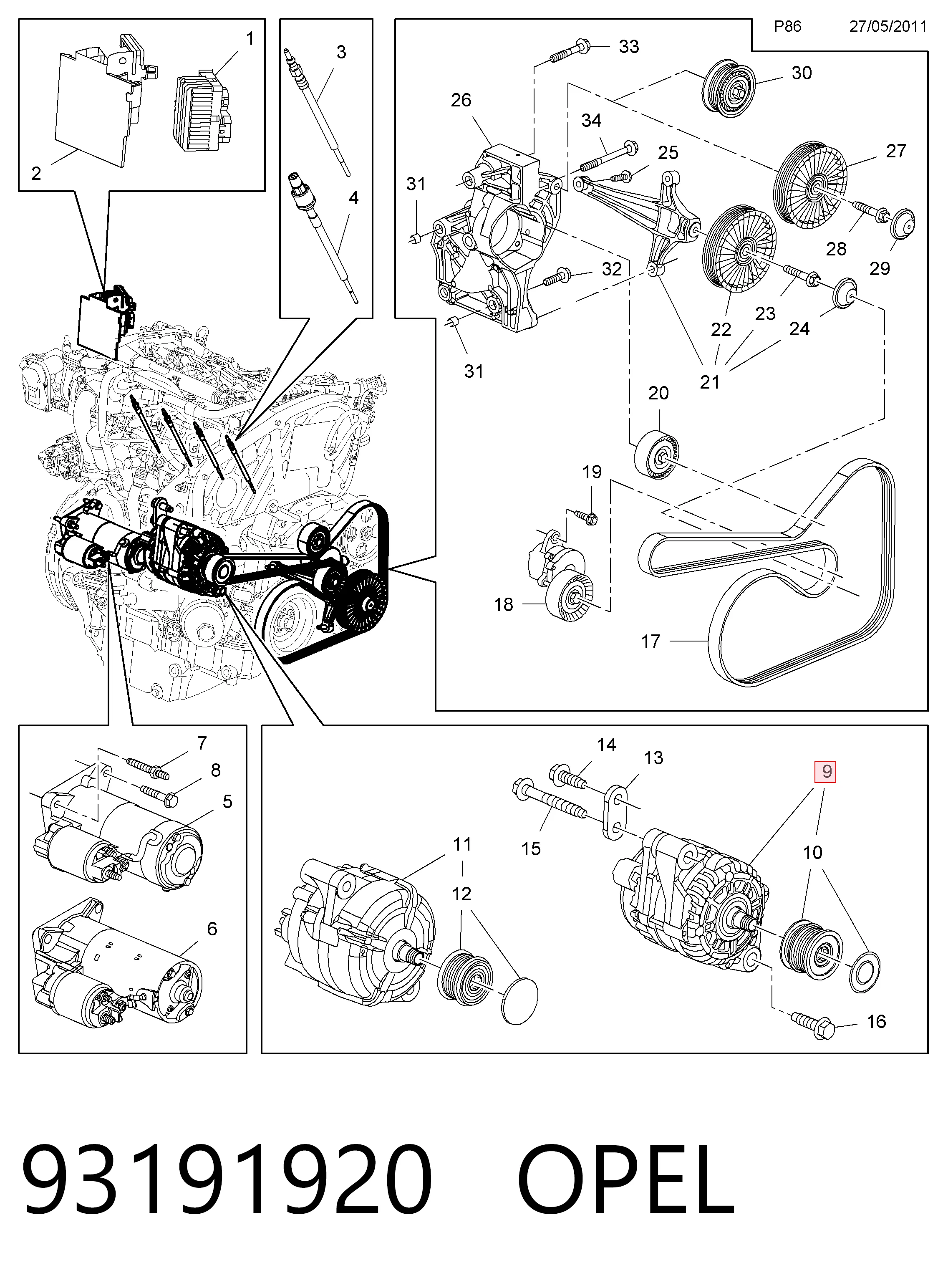 93191920 Opel Авто генератор