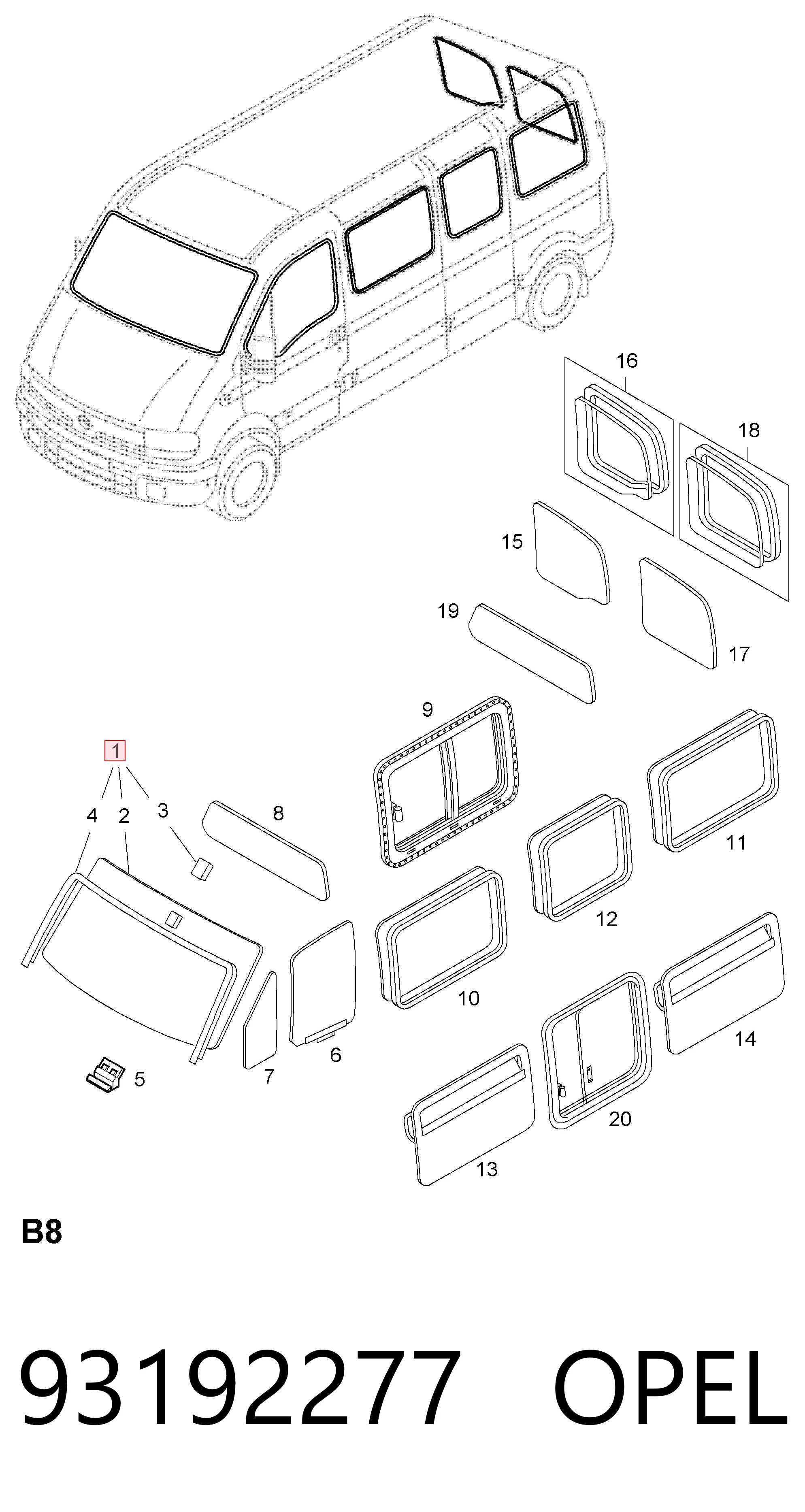 Автомобільне скло на Renault Master II JD, ND