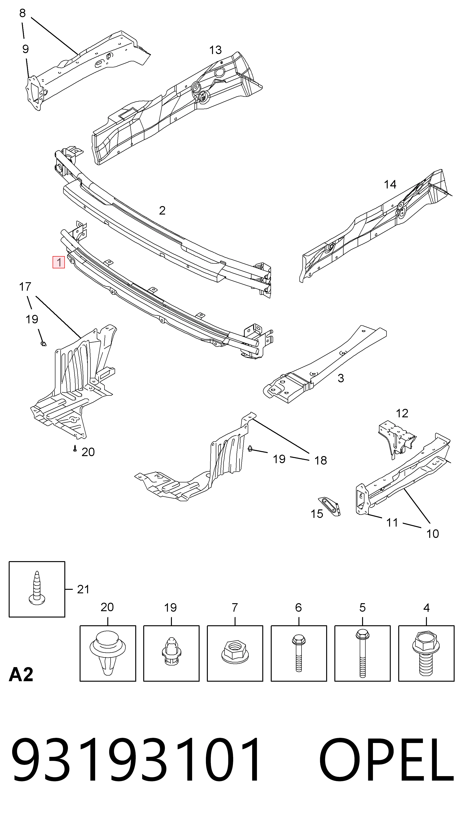 93193101 Peugeot/Citroen Балка бампера переднього