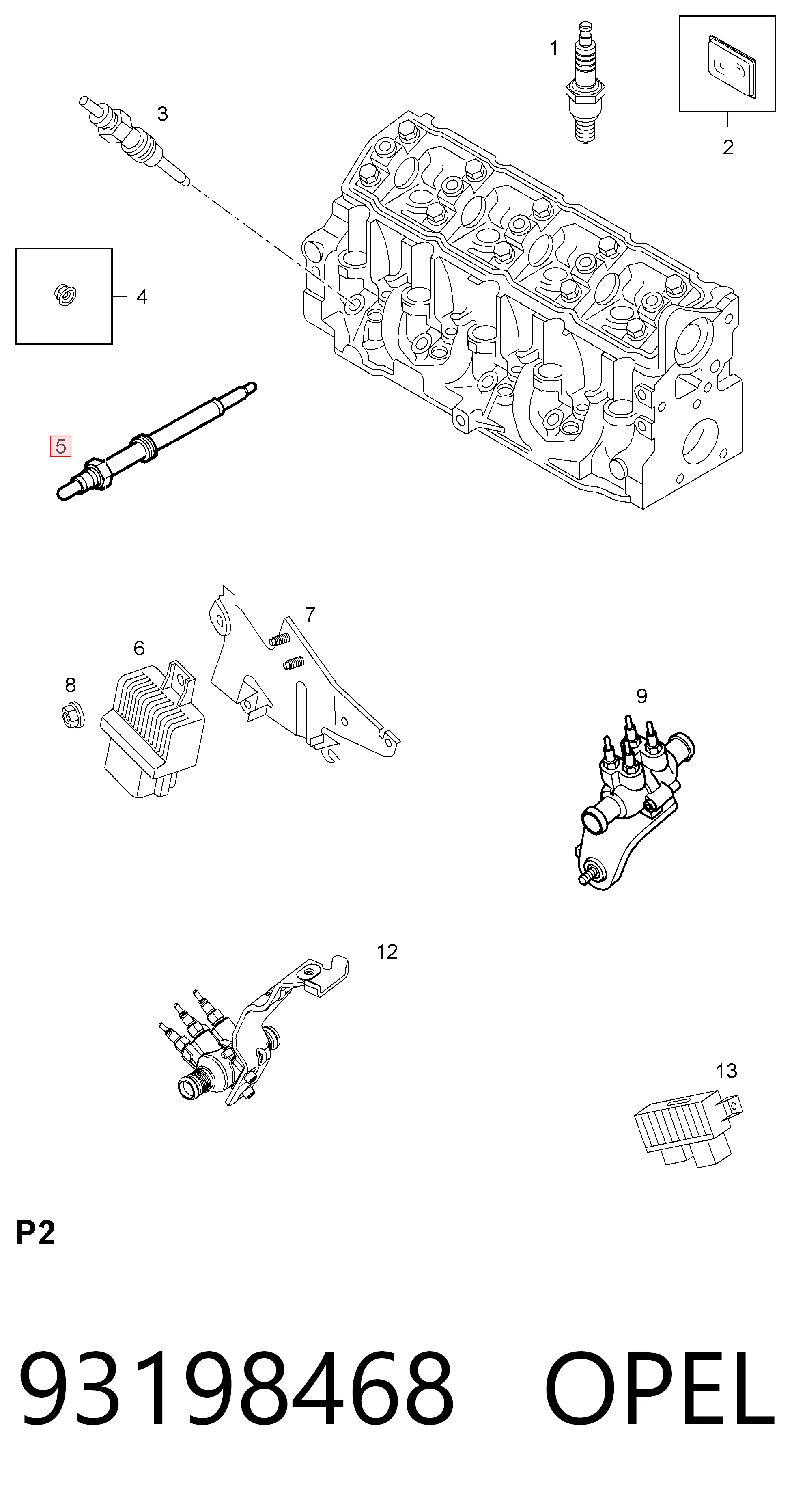 93198468 Opel Свічки розжарювання