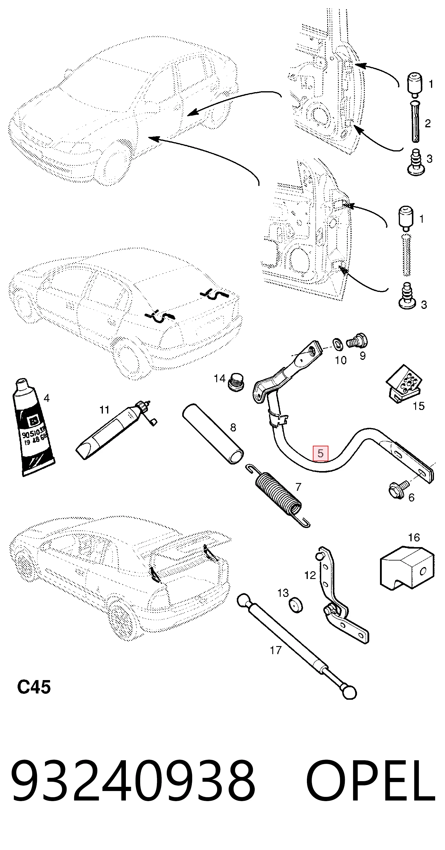 93240938 General Motors Петля багажника