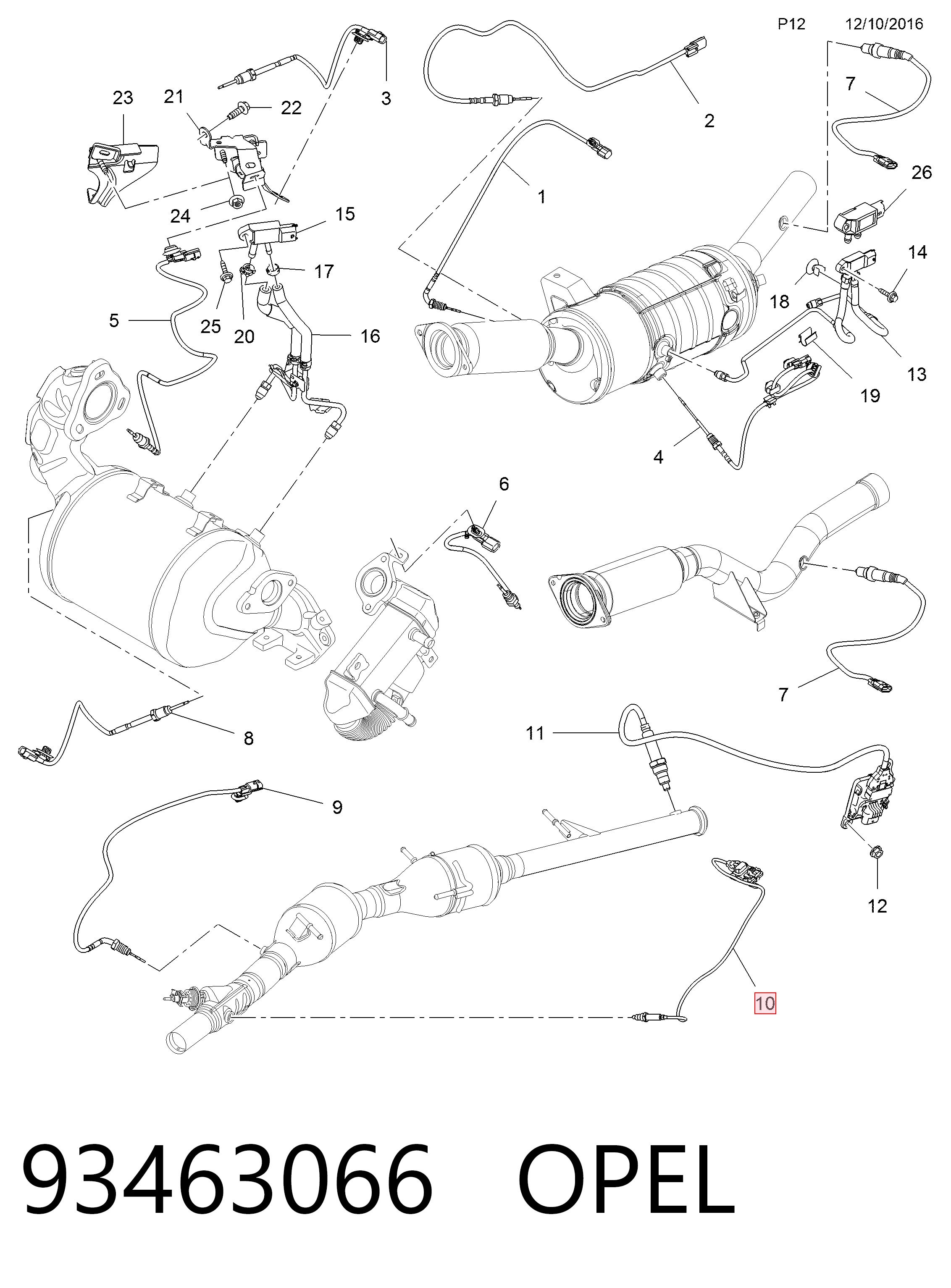 93463066 Opel Датчик оксидів азоту NOX, передній