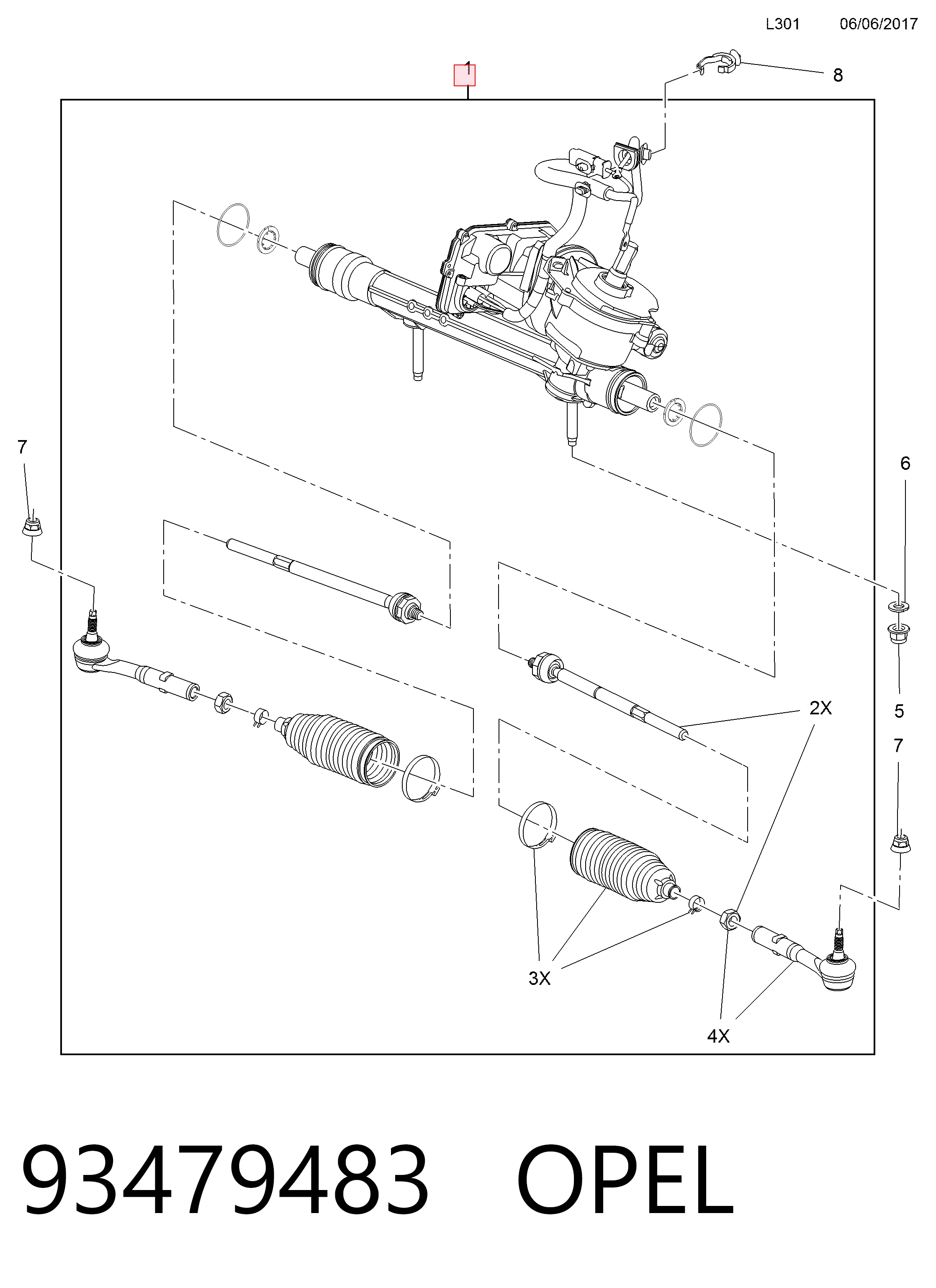 Кермова рейка Peugeot/Citroen 95525971