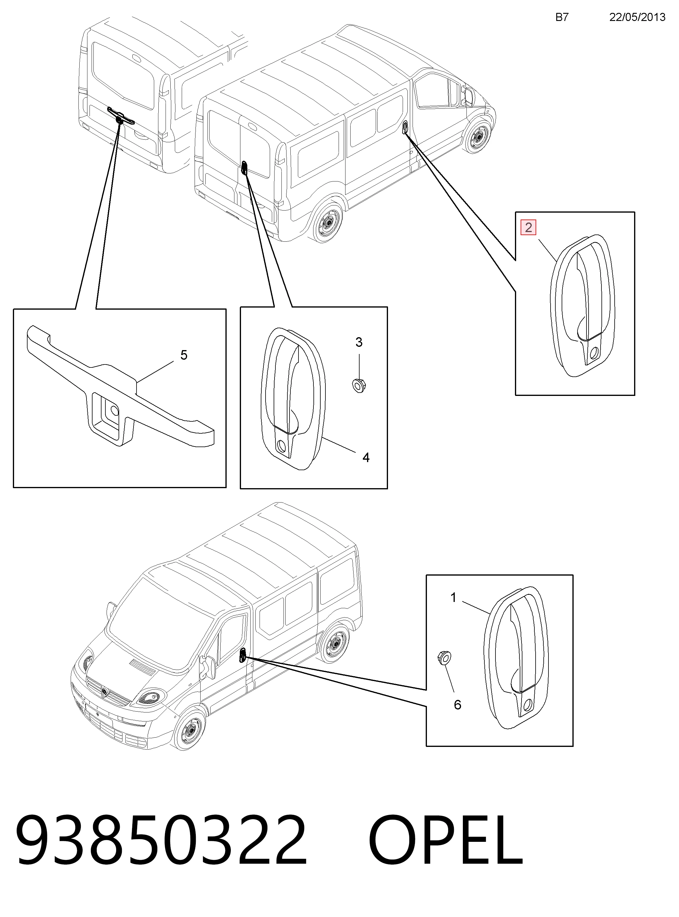Ручка двері бічної/зсувної зовнішня ліва 4414505 General Motors