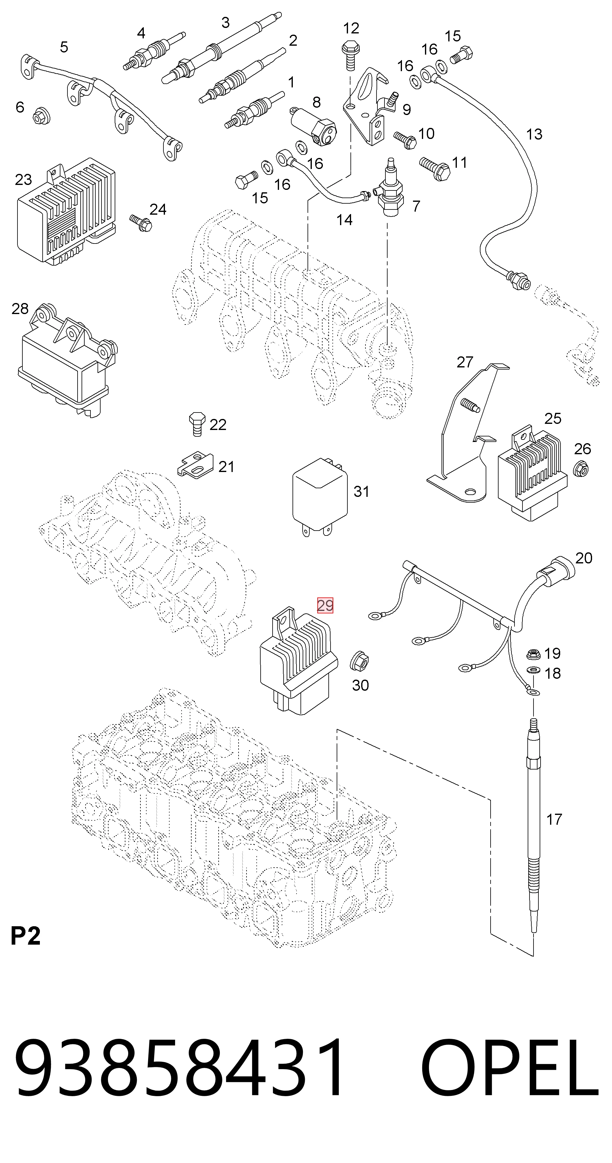 93858431 Opel Реле свічок накалу