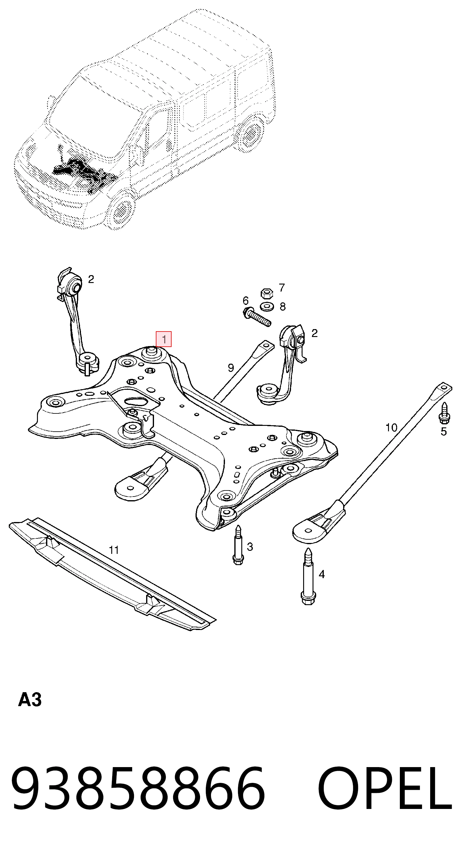 Купити 93459571 Peugeot/Citroen Підрамник передній
