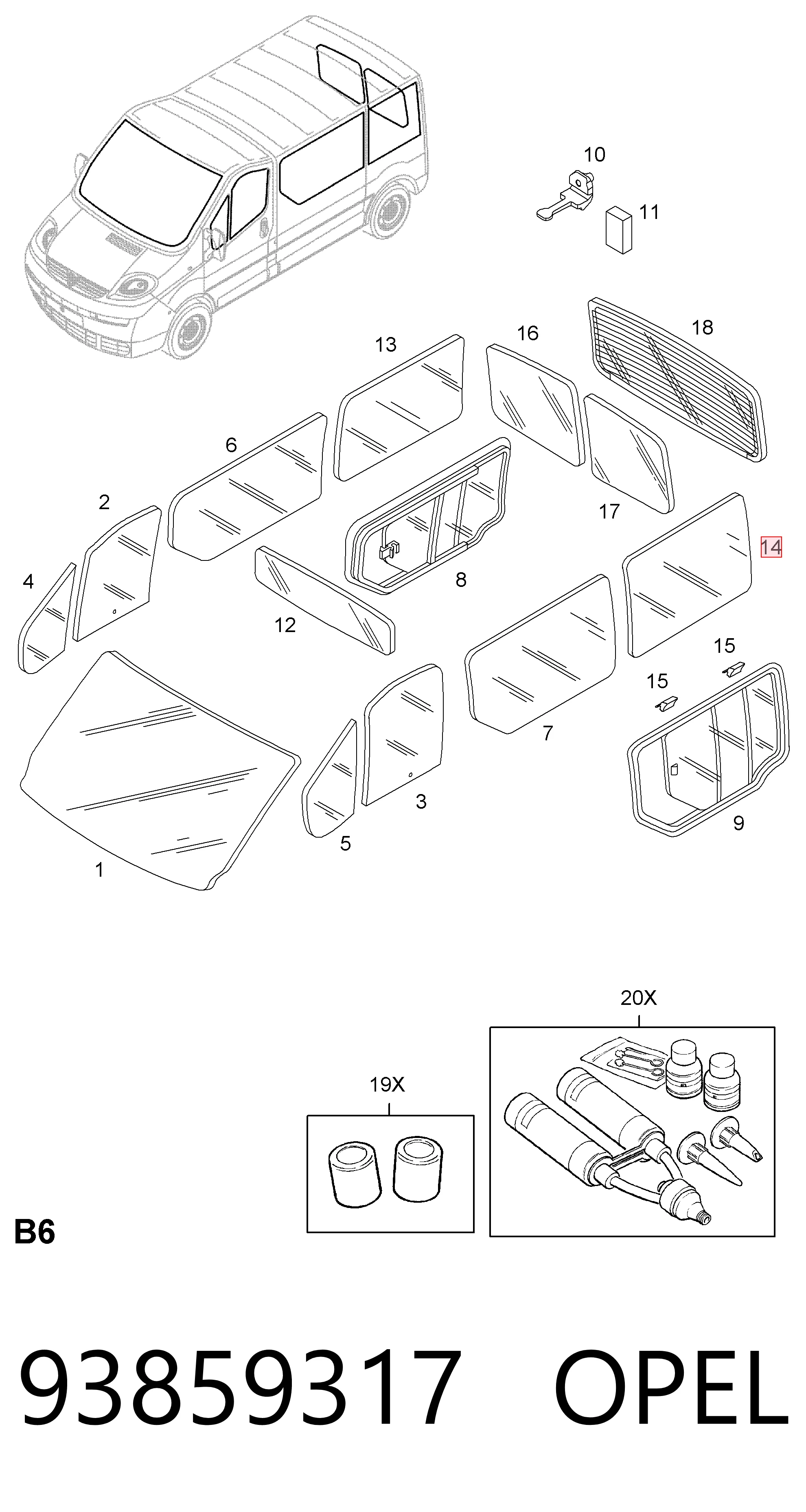 93859317 Peugeot/Citroen Скло багажного відсіку, ліве