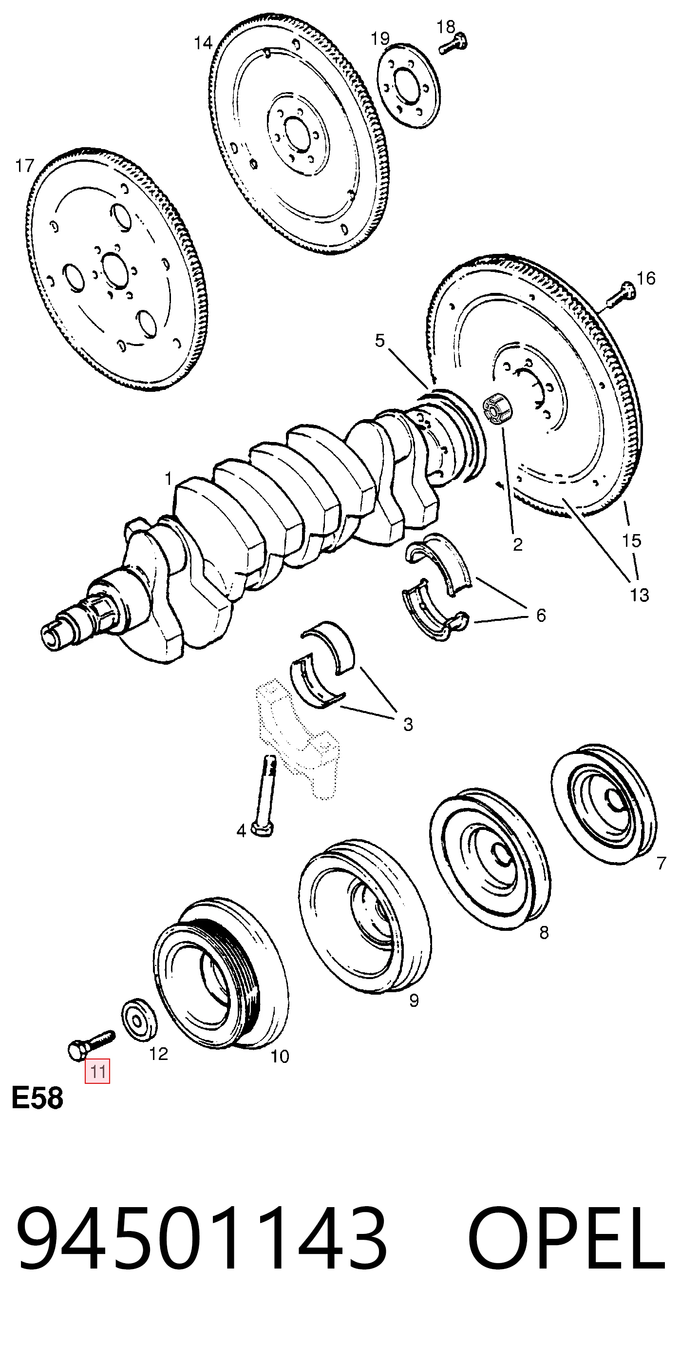 Купити 94501143 Peugeot/Citroen Болт колінвалу