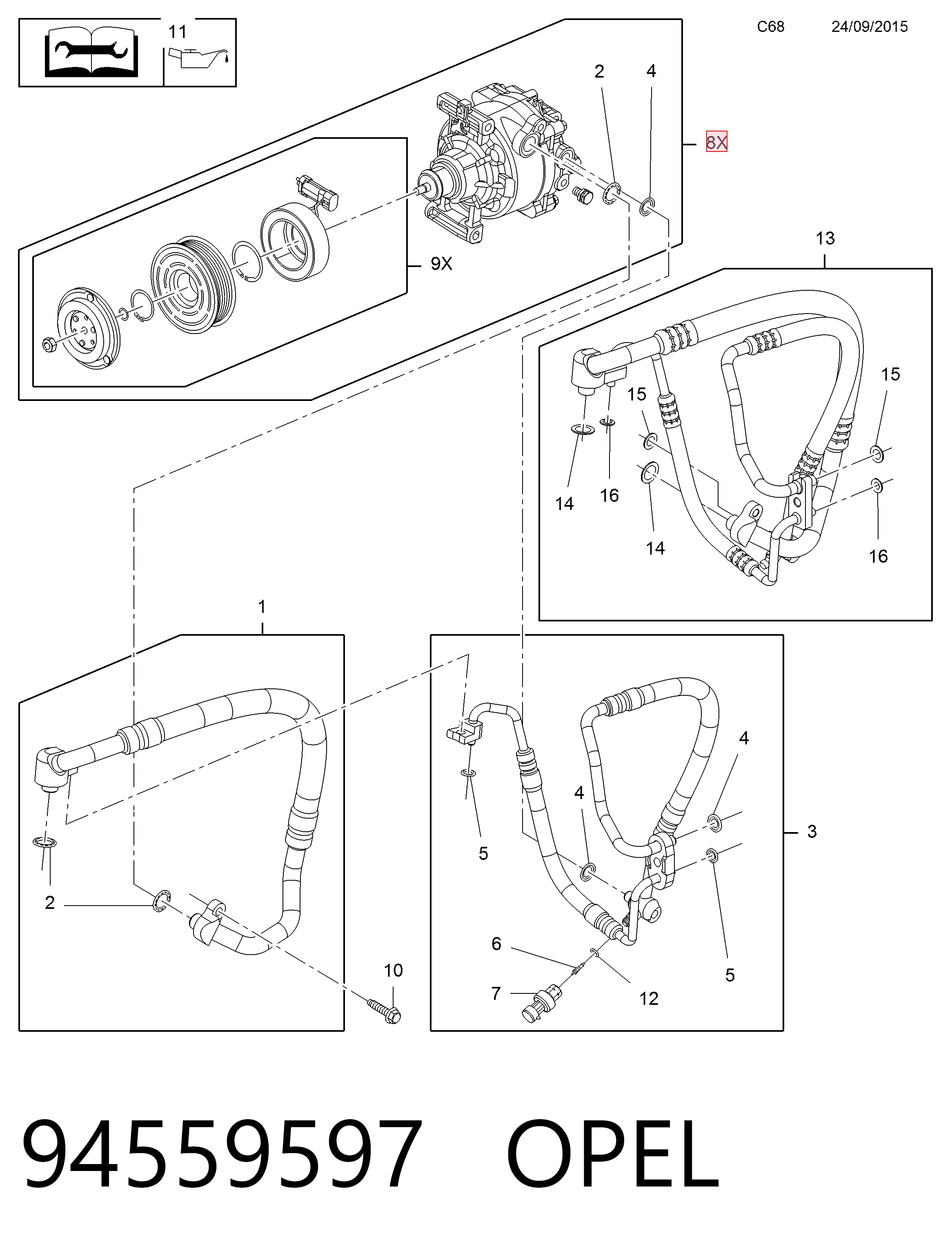 Компресор кондиціонера 95523489 Peugeot/Citroen
