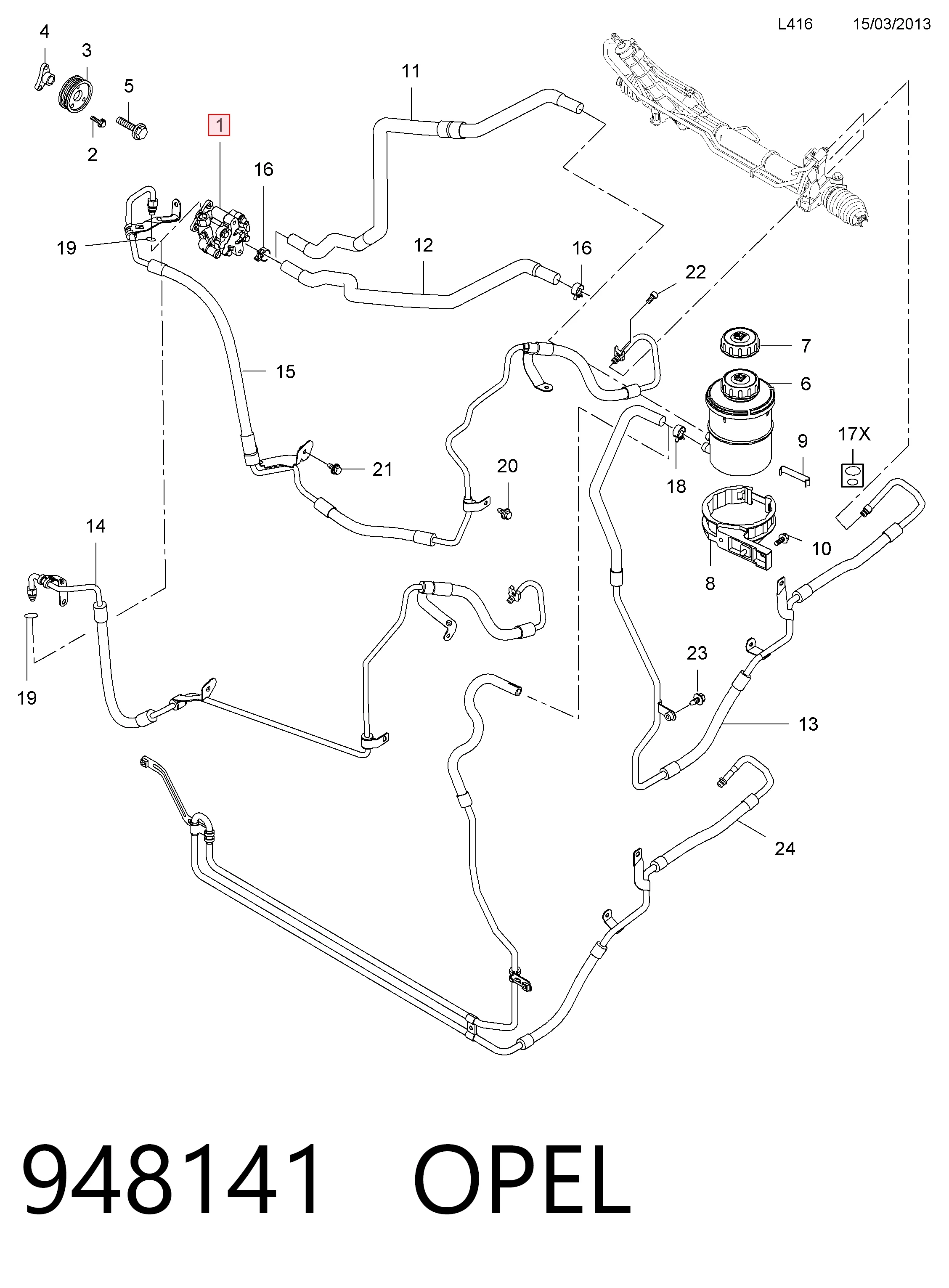 95513784 Opel Насос гідропідсилювача
