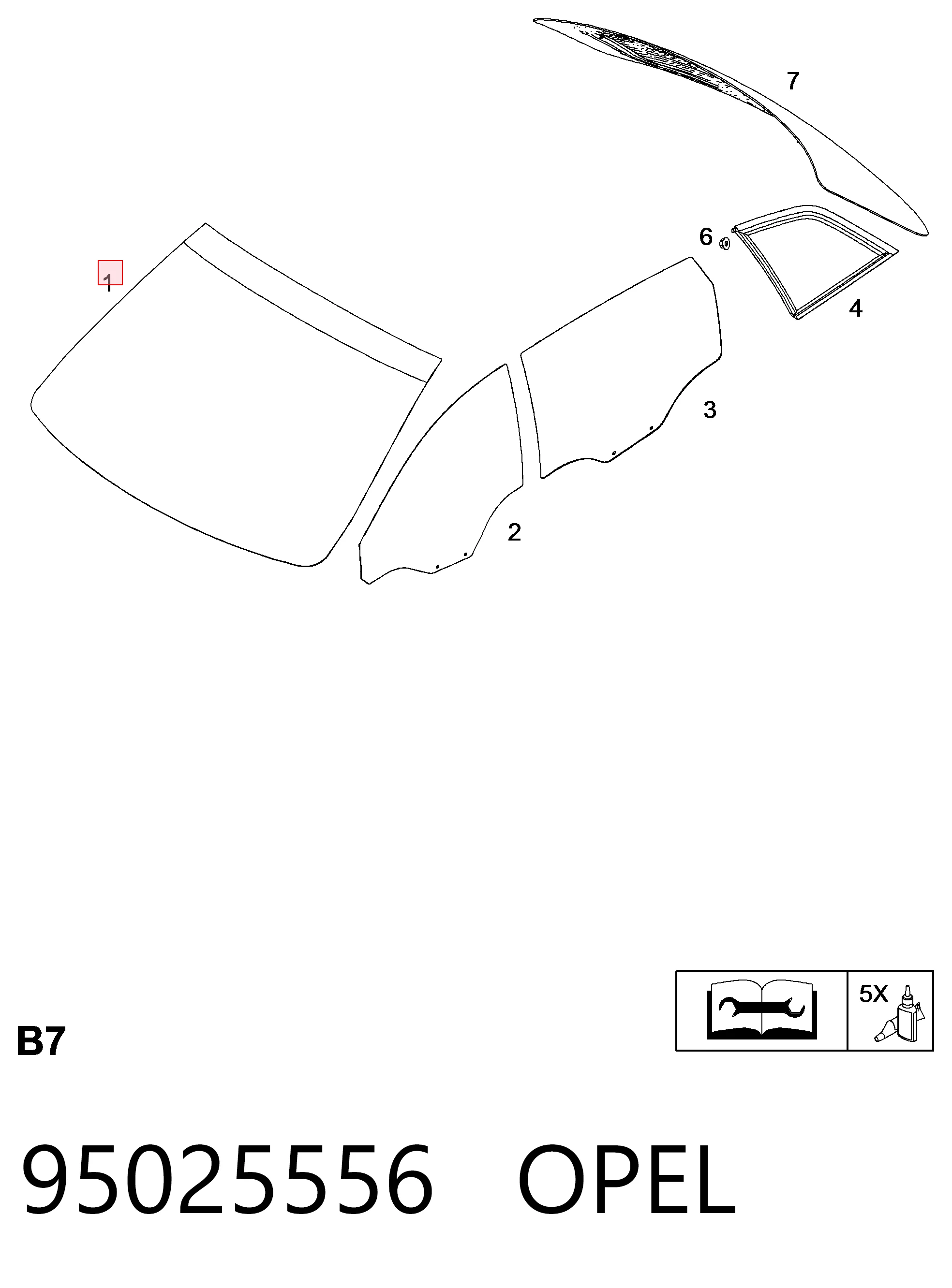 95025556 Peugeot/Citroen Автомобільне скло