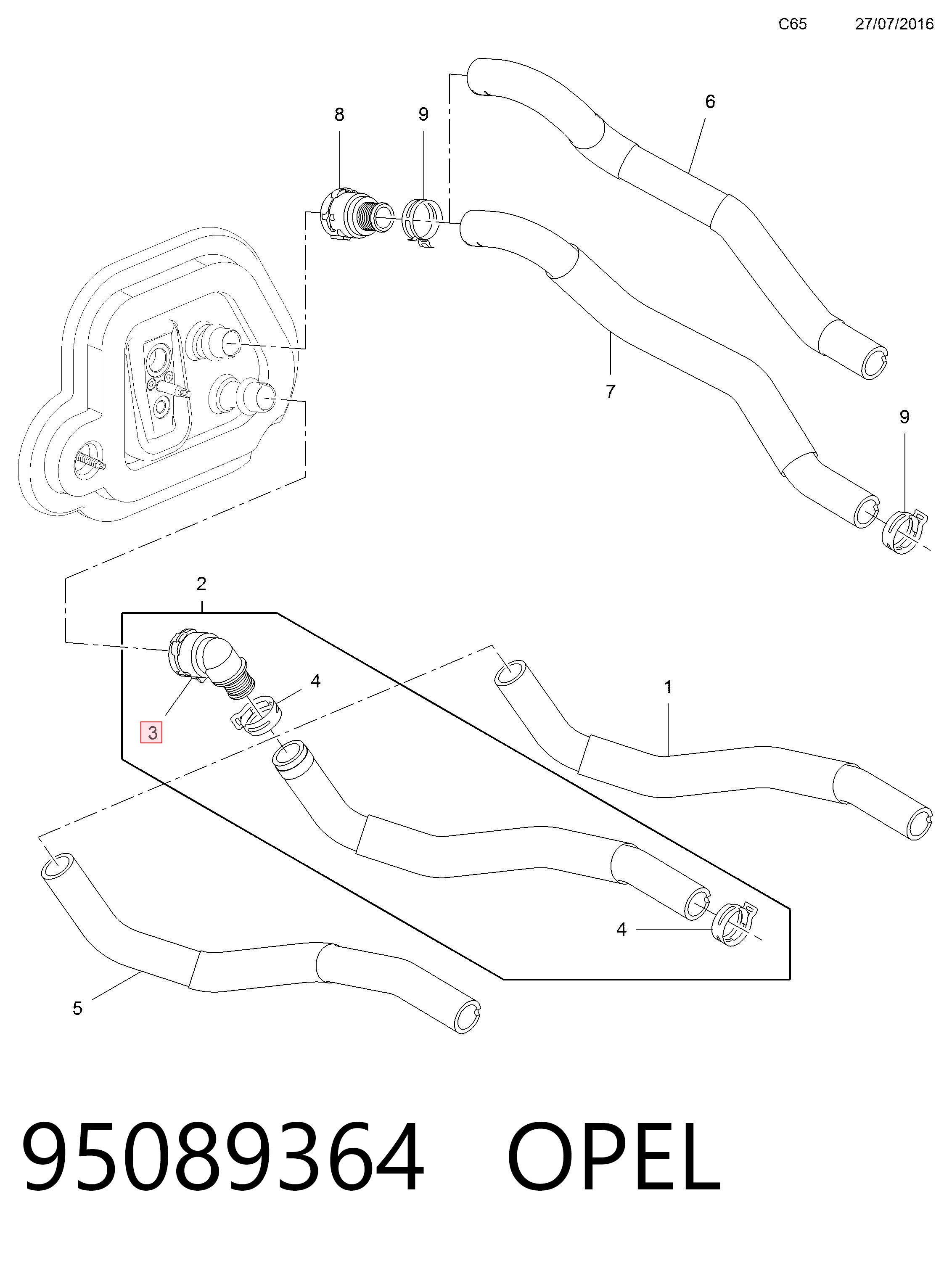 95089364 Opel Водопровідна труба