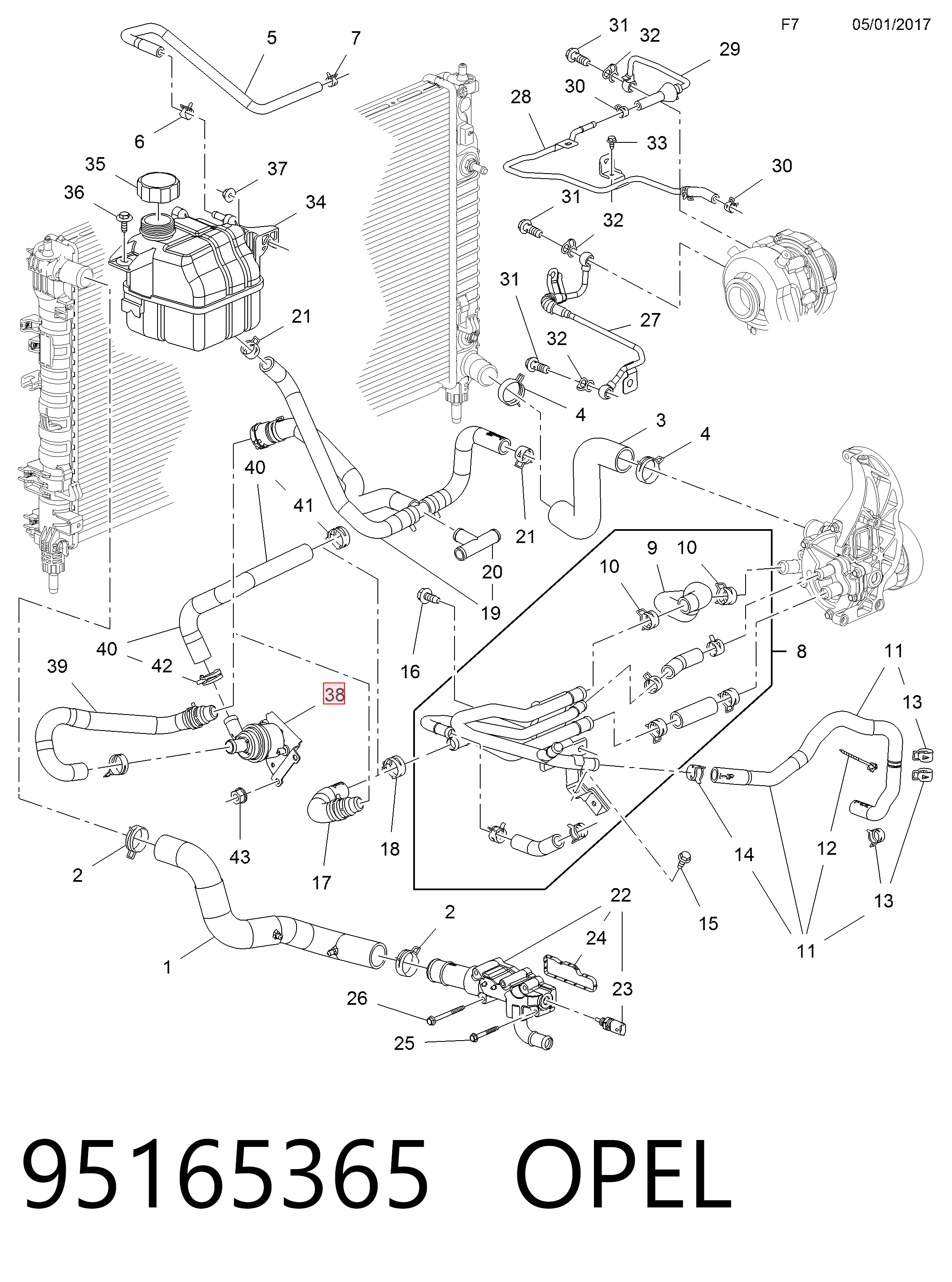 95165365 Peugeot/Citroen Водяний насос охолодження електро додатковий