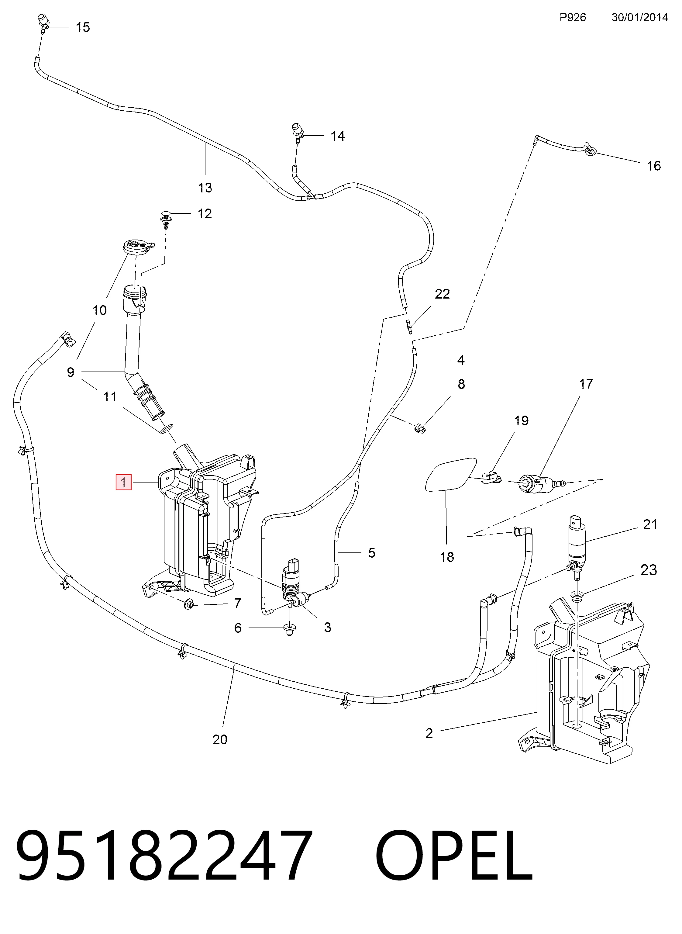 Купити 95182247 Peugeot/Citroen Бачок омивайки