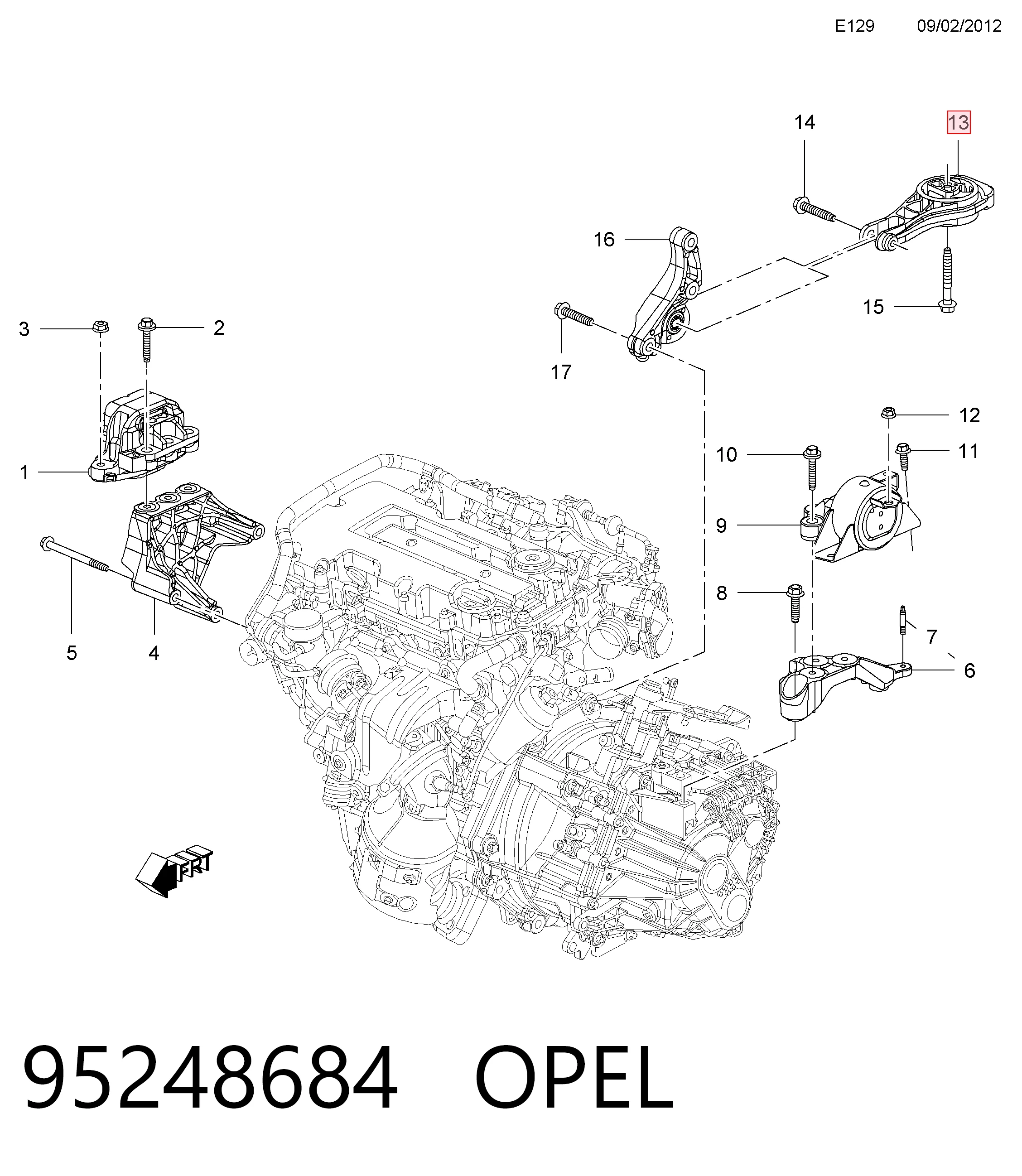 95248684 Peugeot/Citroen Задня подушка двигуна