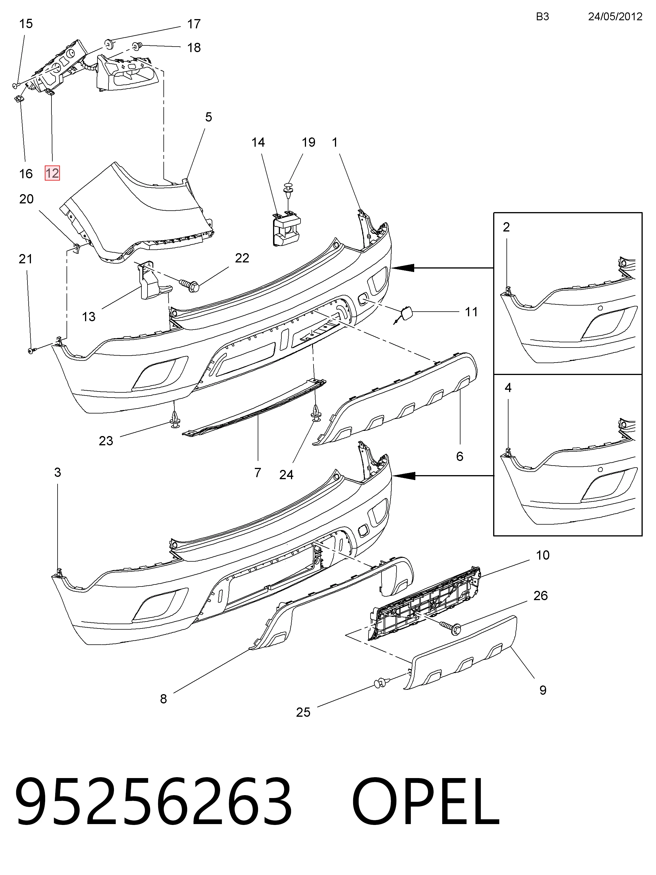 Направляюча заднього бампера, права General Motors 42406275 ціна, від 11.21 USD