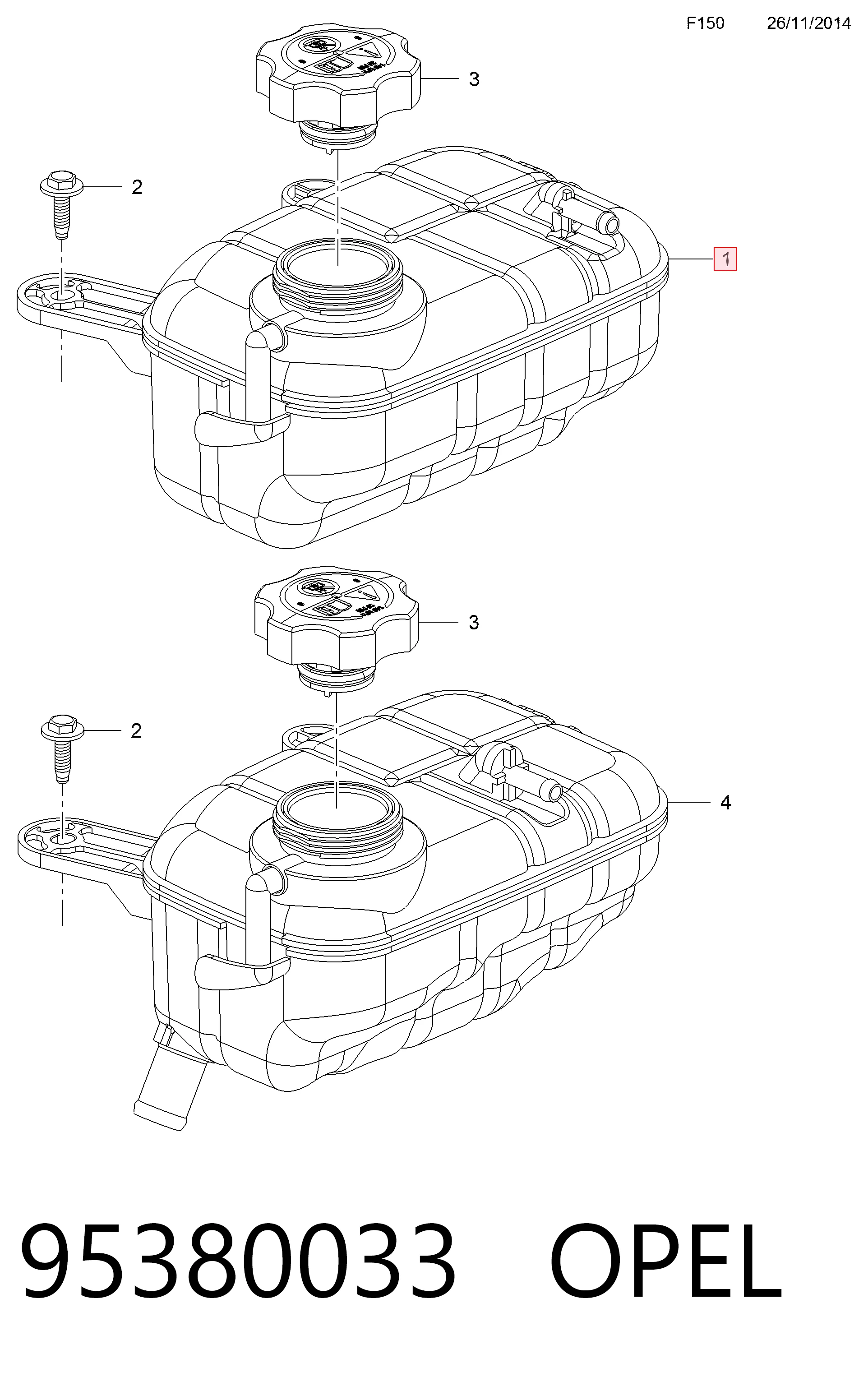 95380033 Opel Розширювальний бачок охолодження