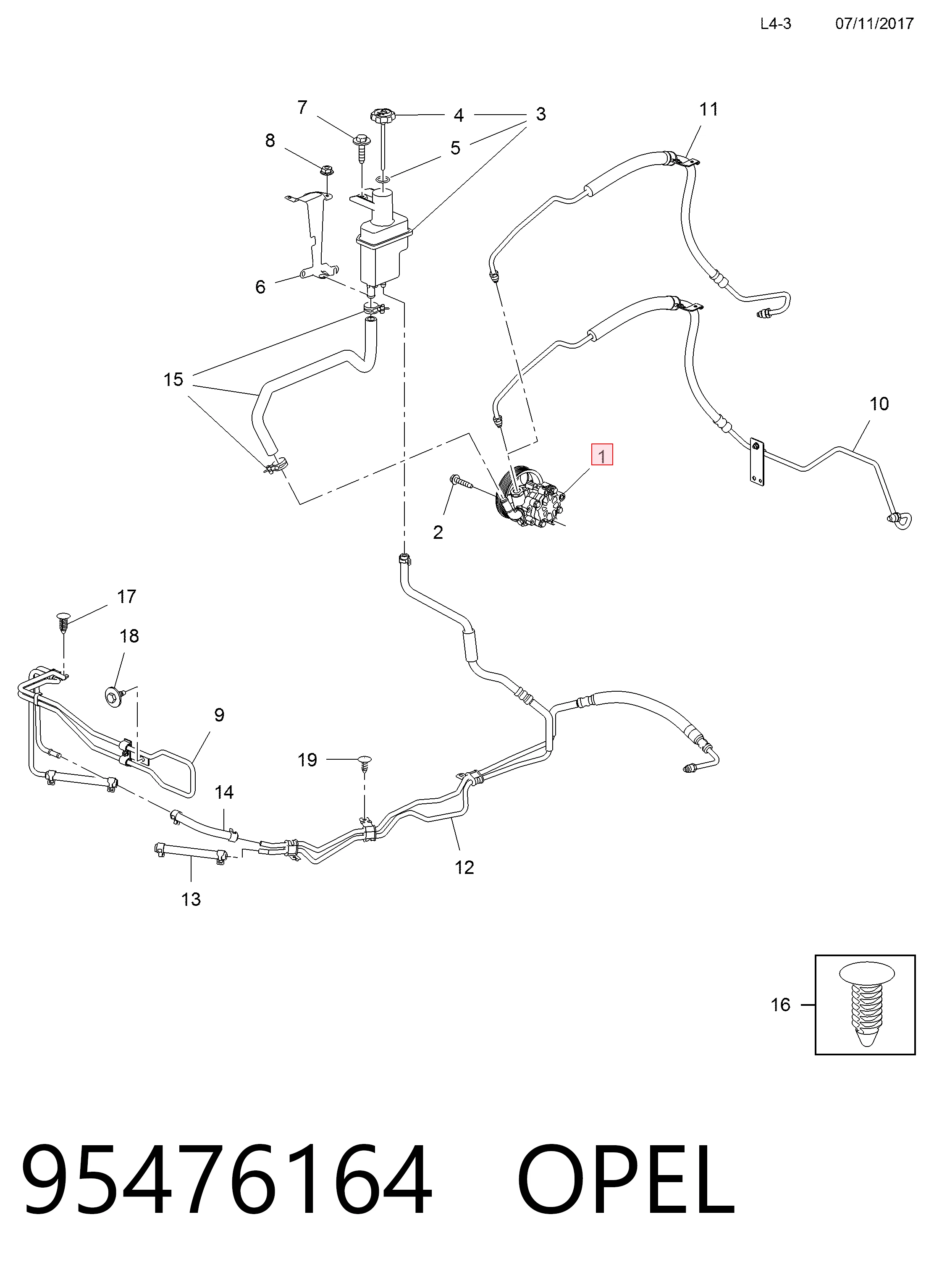 95476164 Opel Насос гідропідсилювача