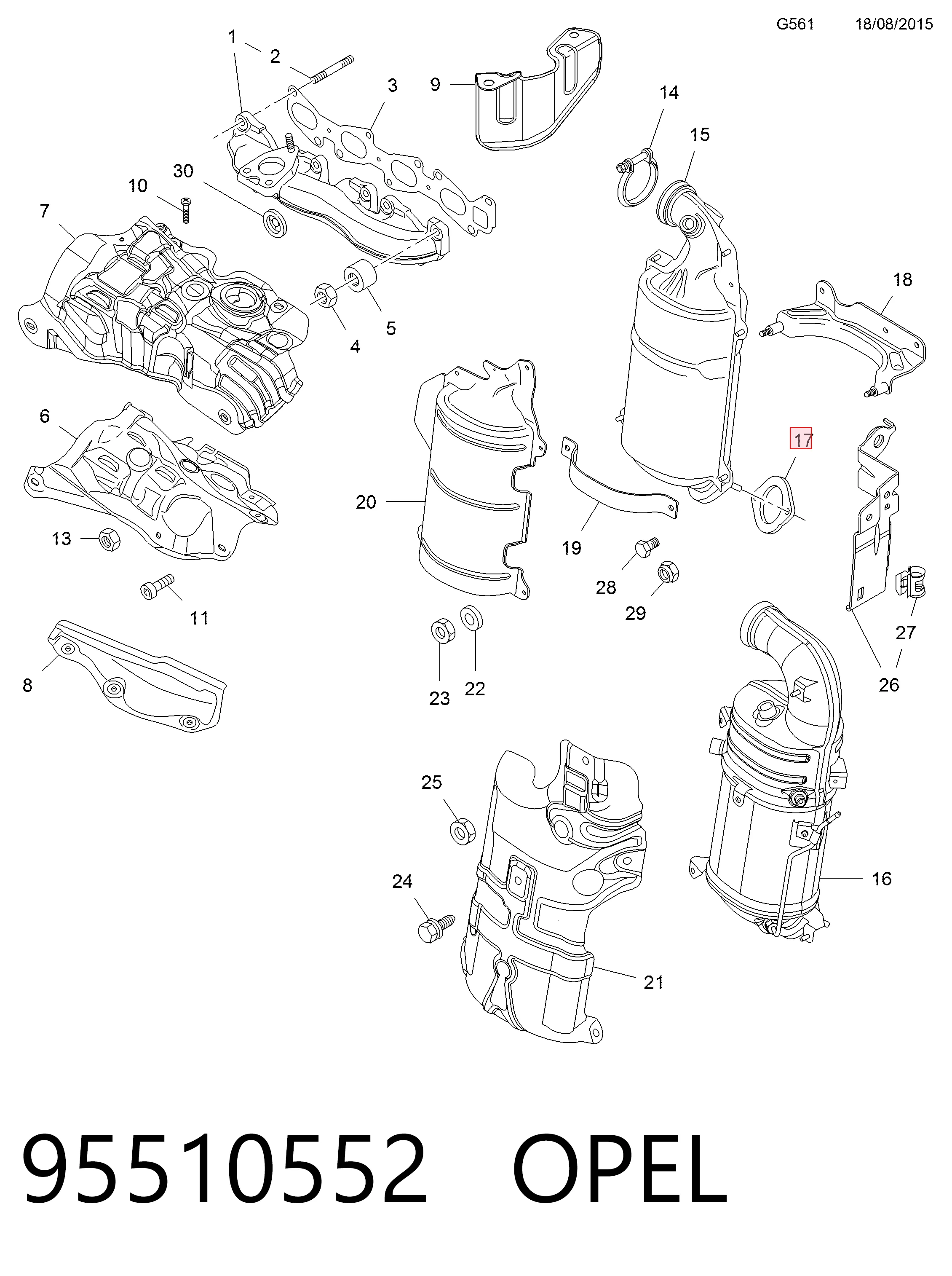 Прокладка приймальної труби General Motors 95510552