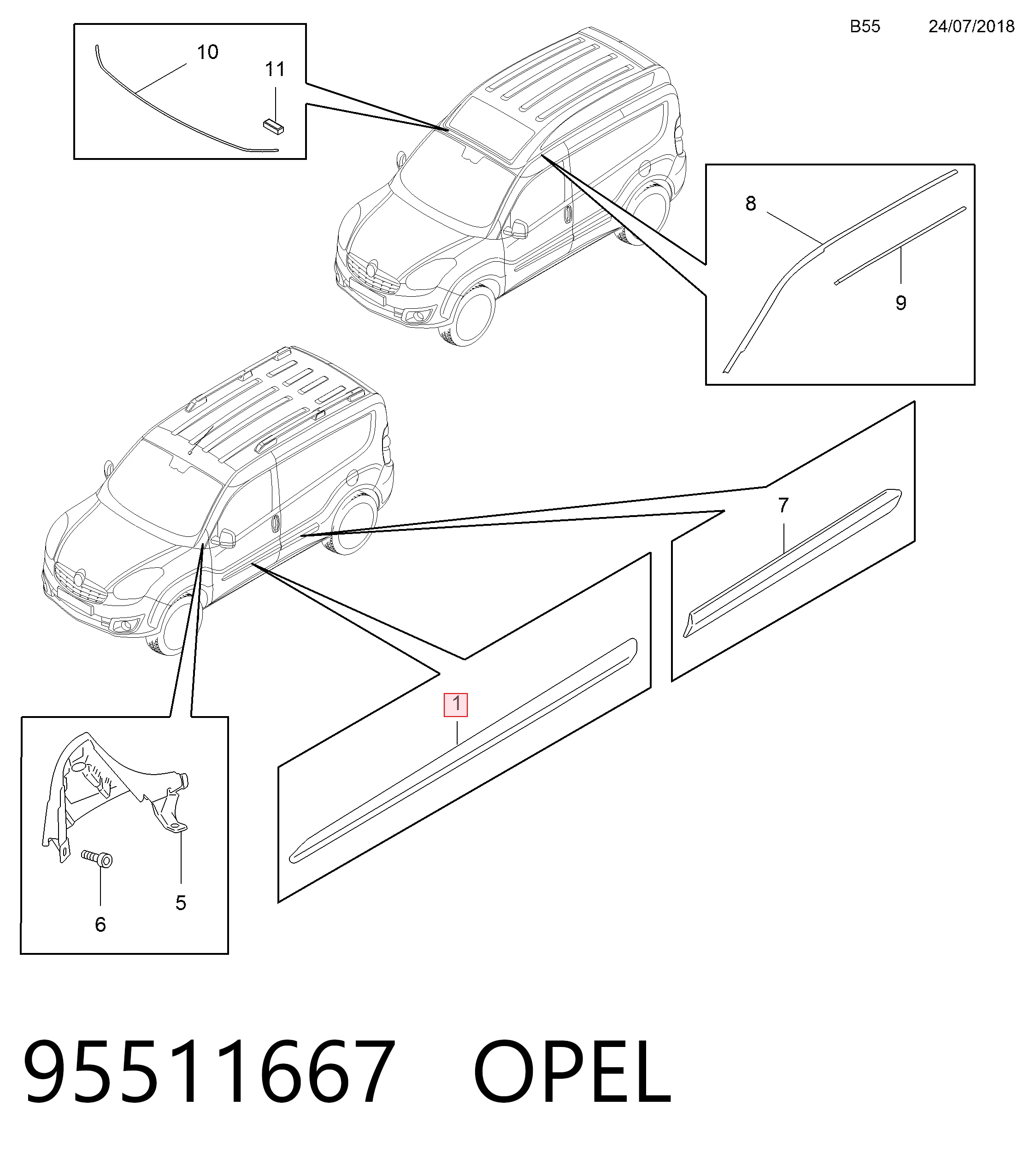 Молдинг передньої лівої двері 735497895 Chrysler