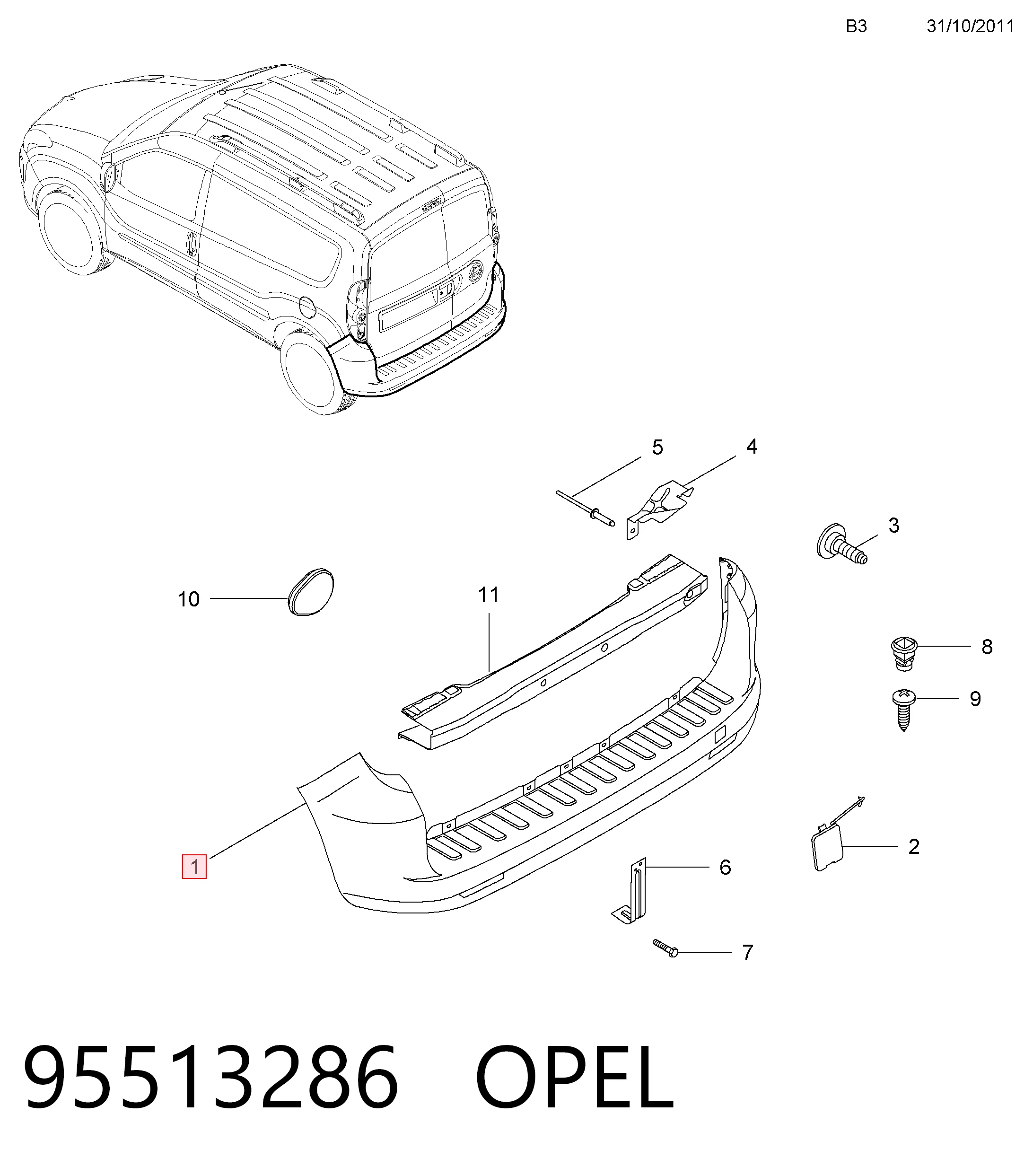 Кожух бампера заднього General Motors 95513286 ціна, від 50.62 USD