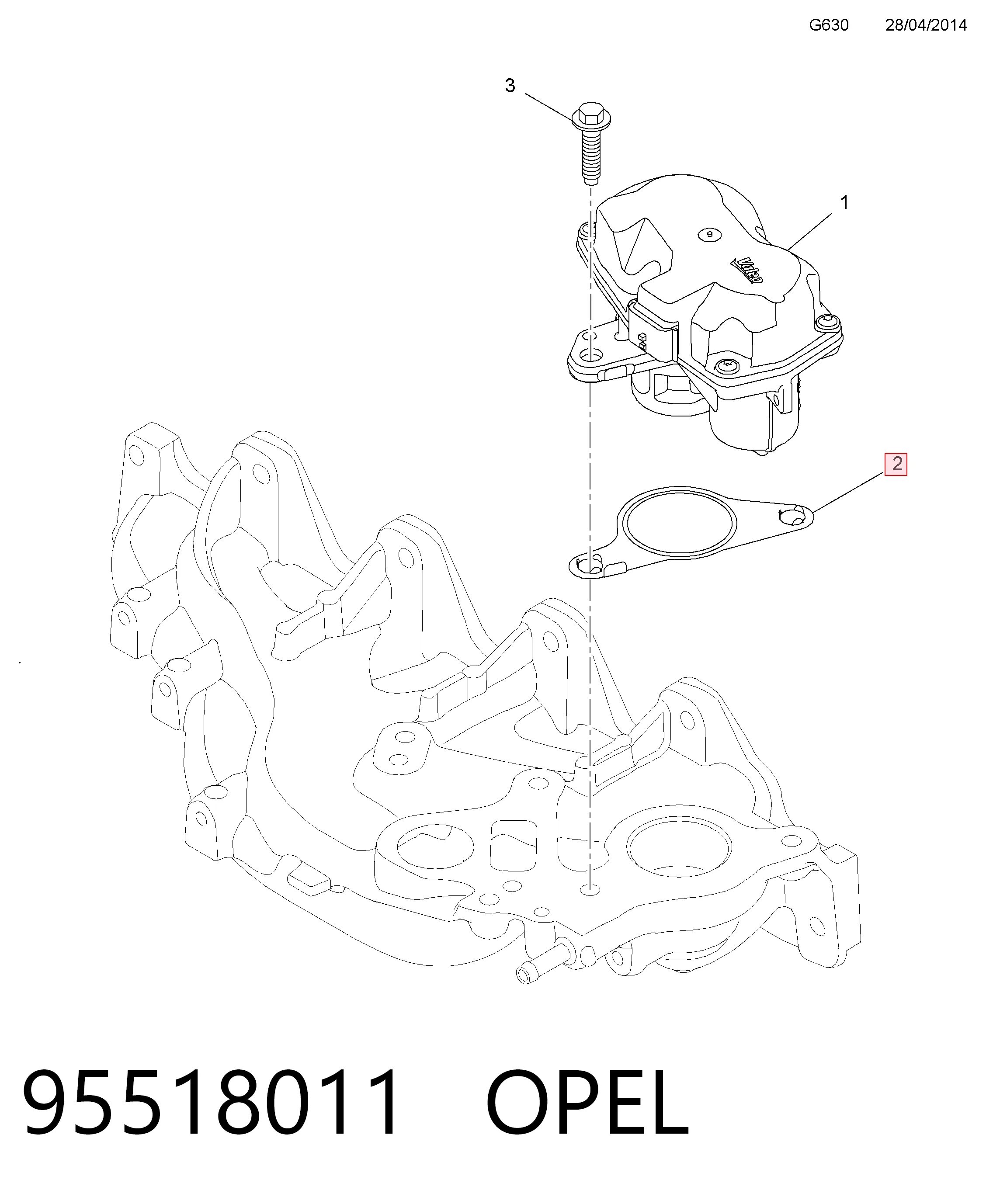 Прокладка EGR-клапана рециркуляції 95518011 General Motors