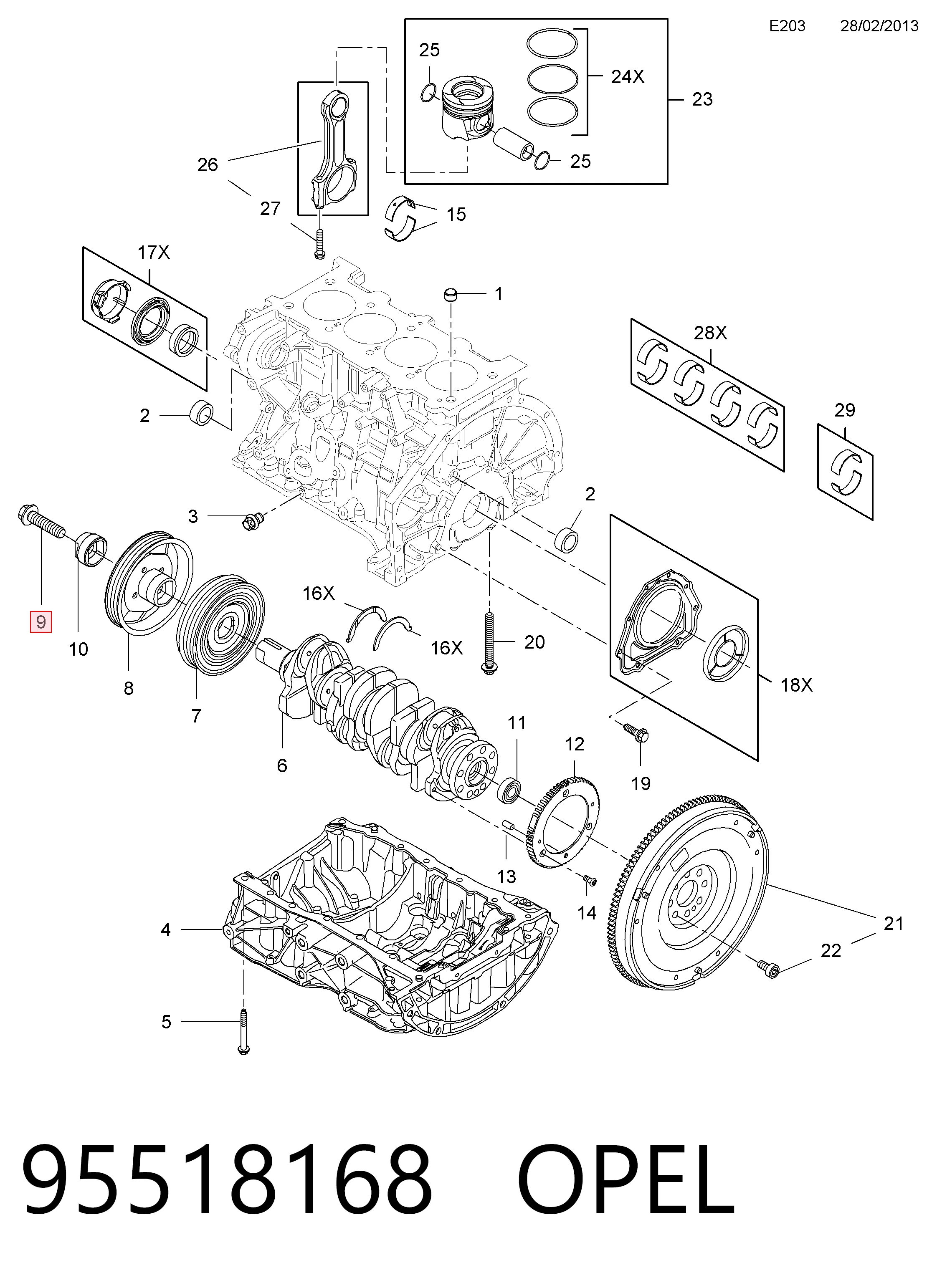 Болт колінвалу 95518168 Peugeot/Citroen