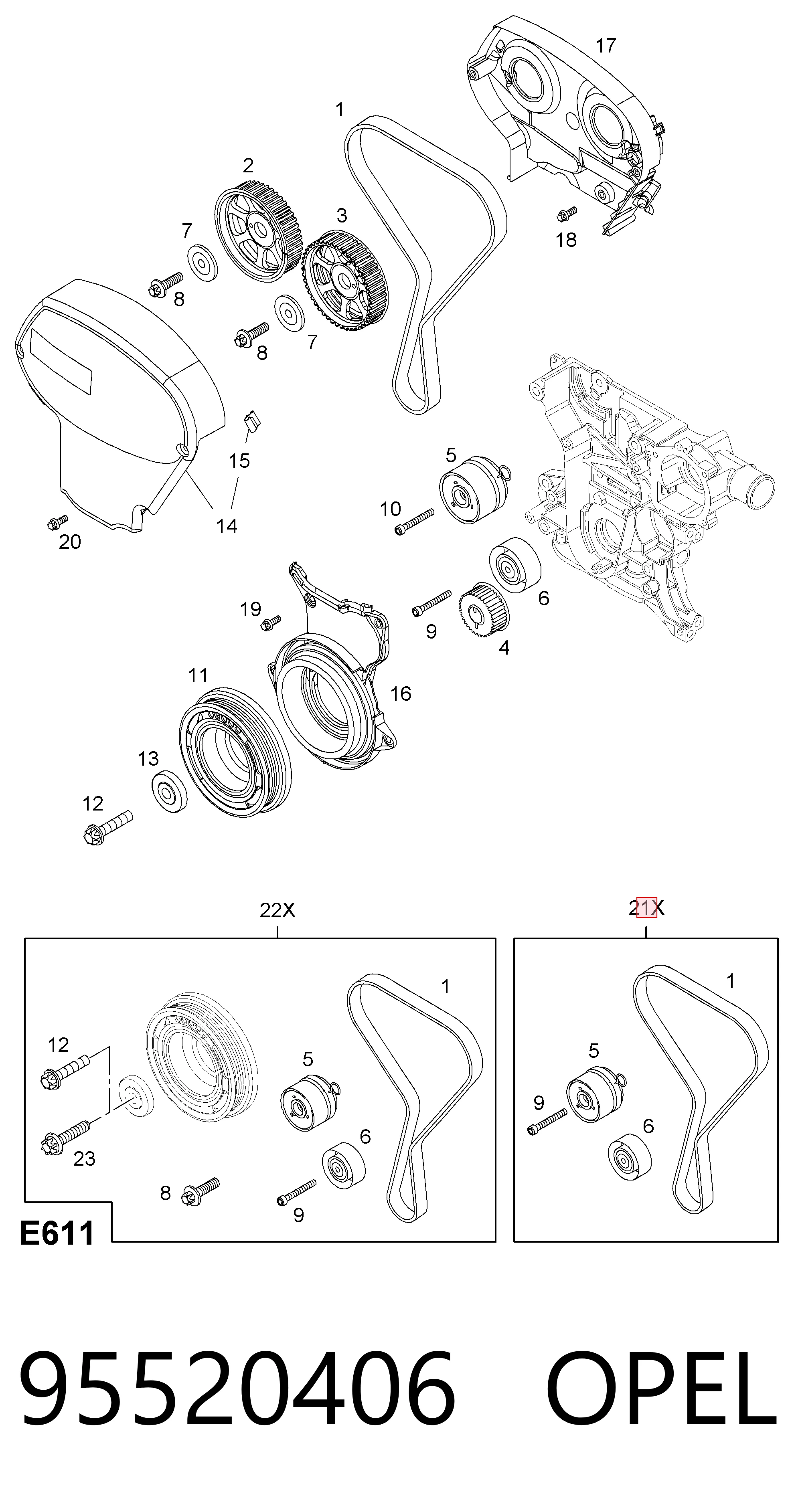 Комплект ГРМ 95520406 General Motors