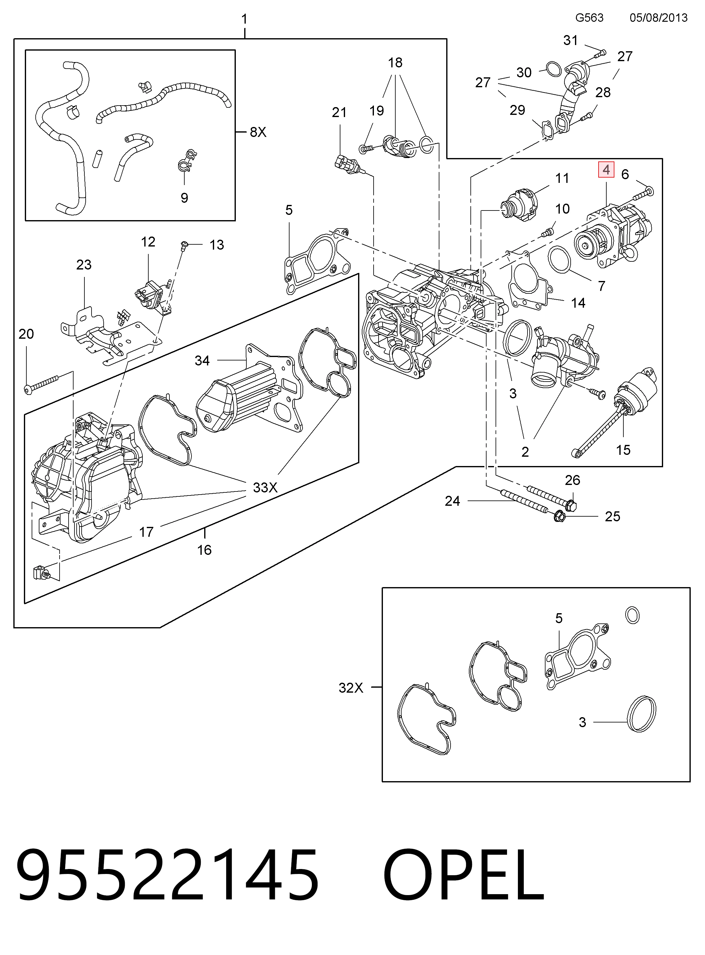 95522145 Opel Клапан рециркуляції відпрацьованих газів EGR