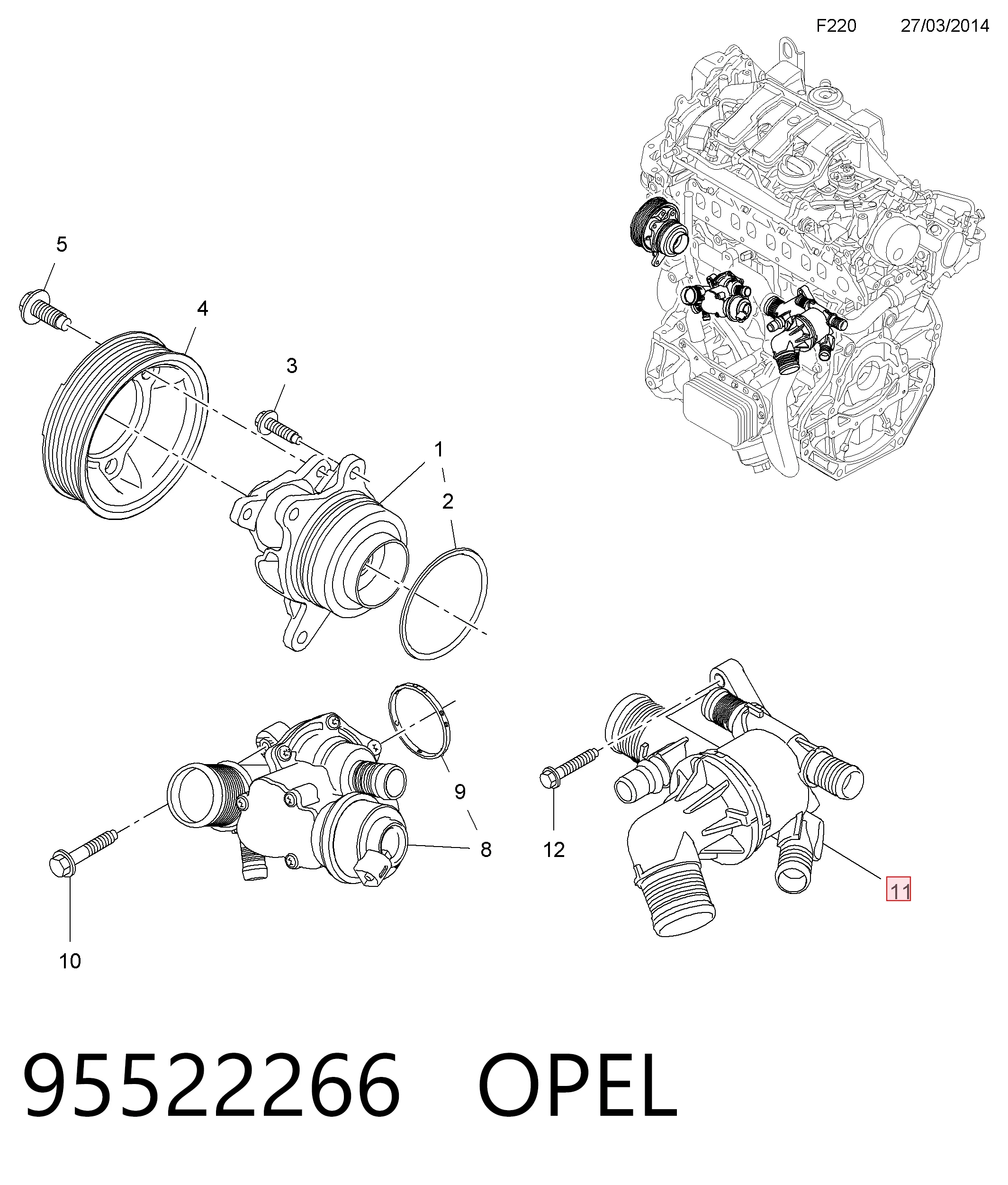 95522266 General Motors Авто термостат