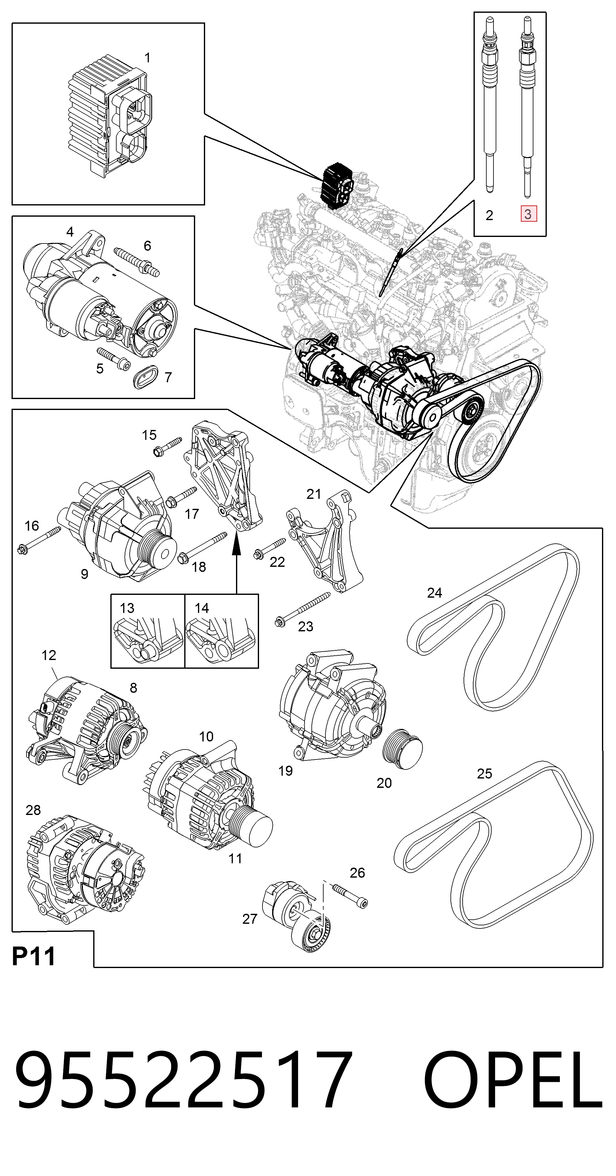 95522517 Opel Свічки розжарювання