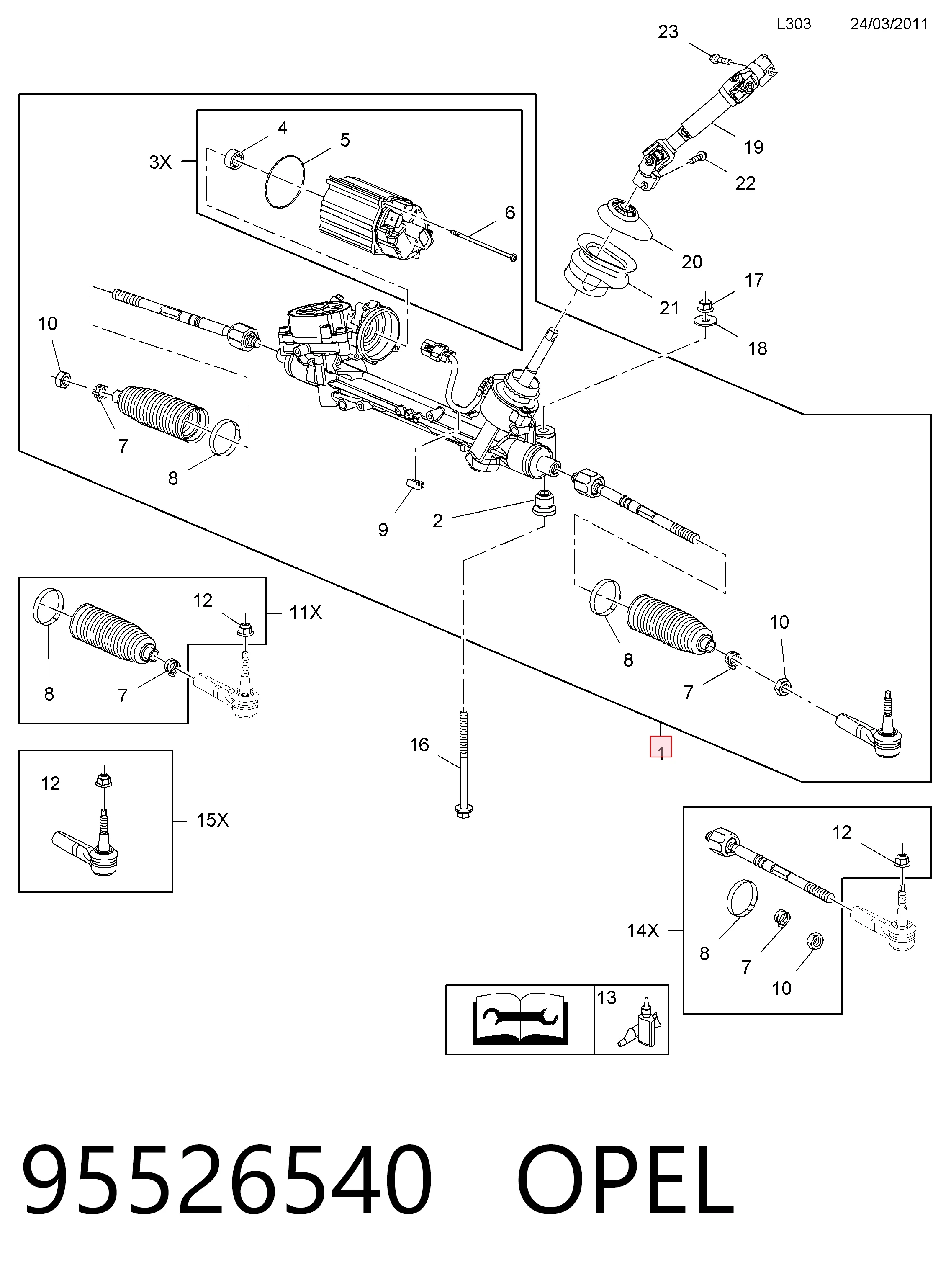 95521770 General Motors Рейковий рульовий механізм