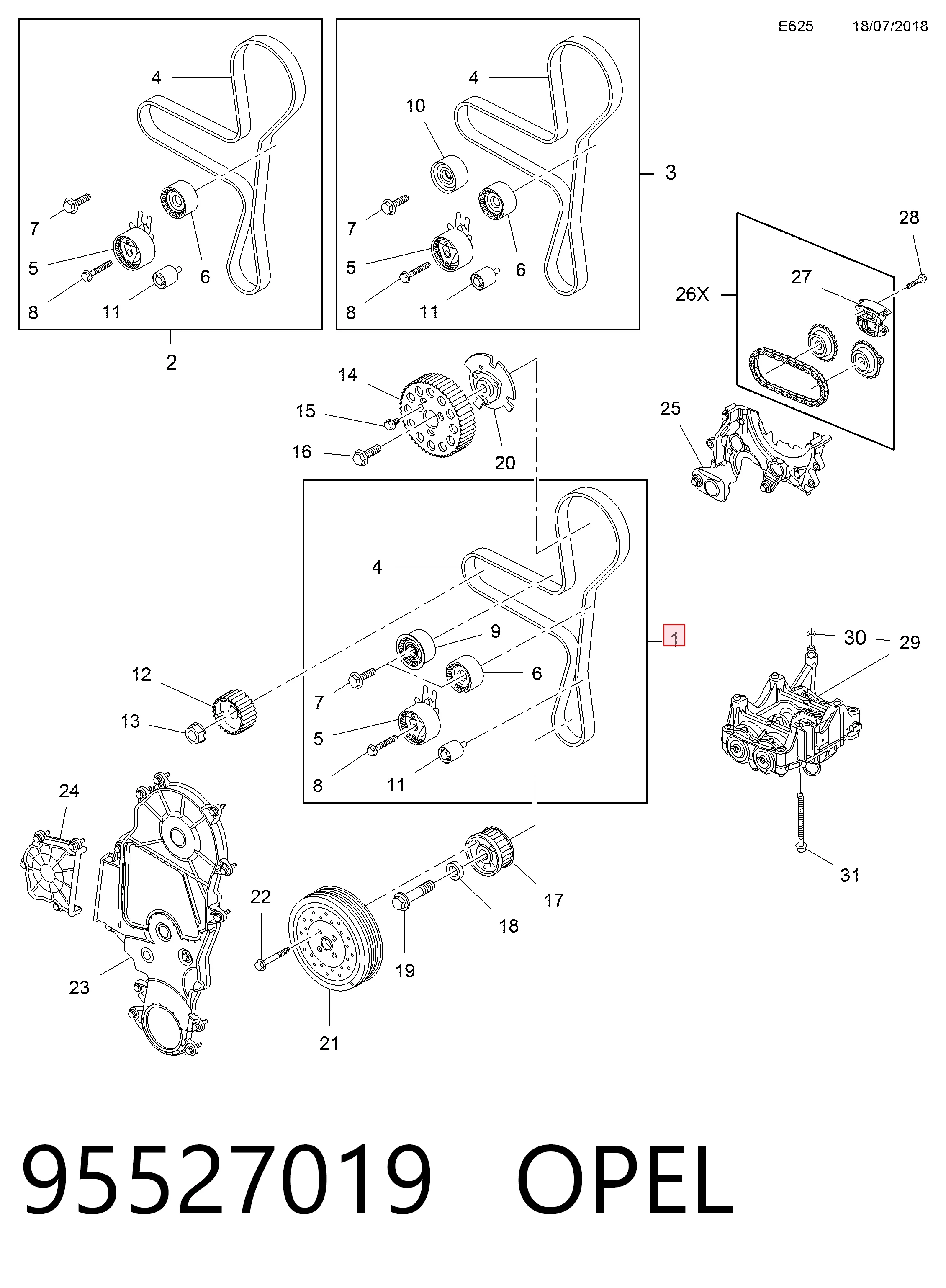 Комплект ГРМ 95526728 Peugeot/Citroen