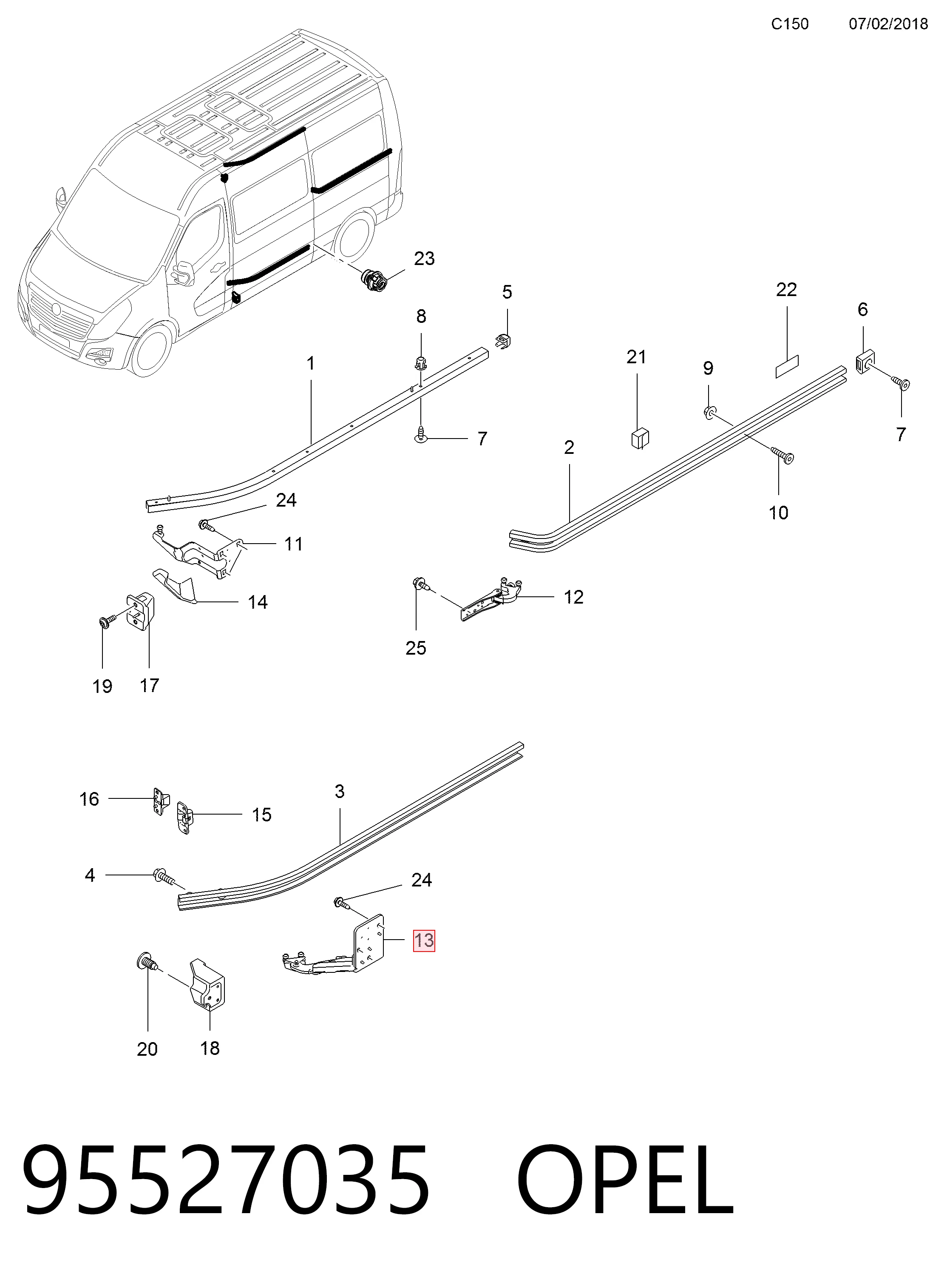 95527035 Opel Ролик двері бічної/зсувної, правий нижній